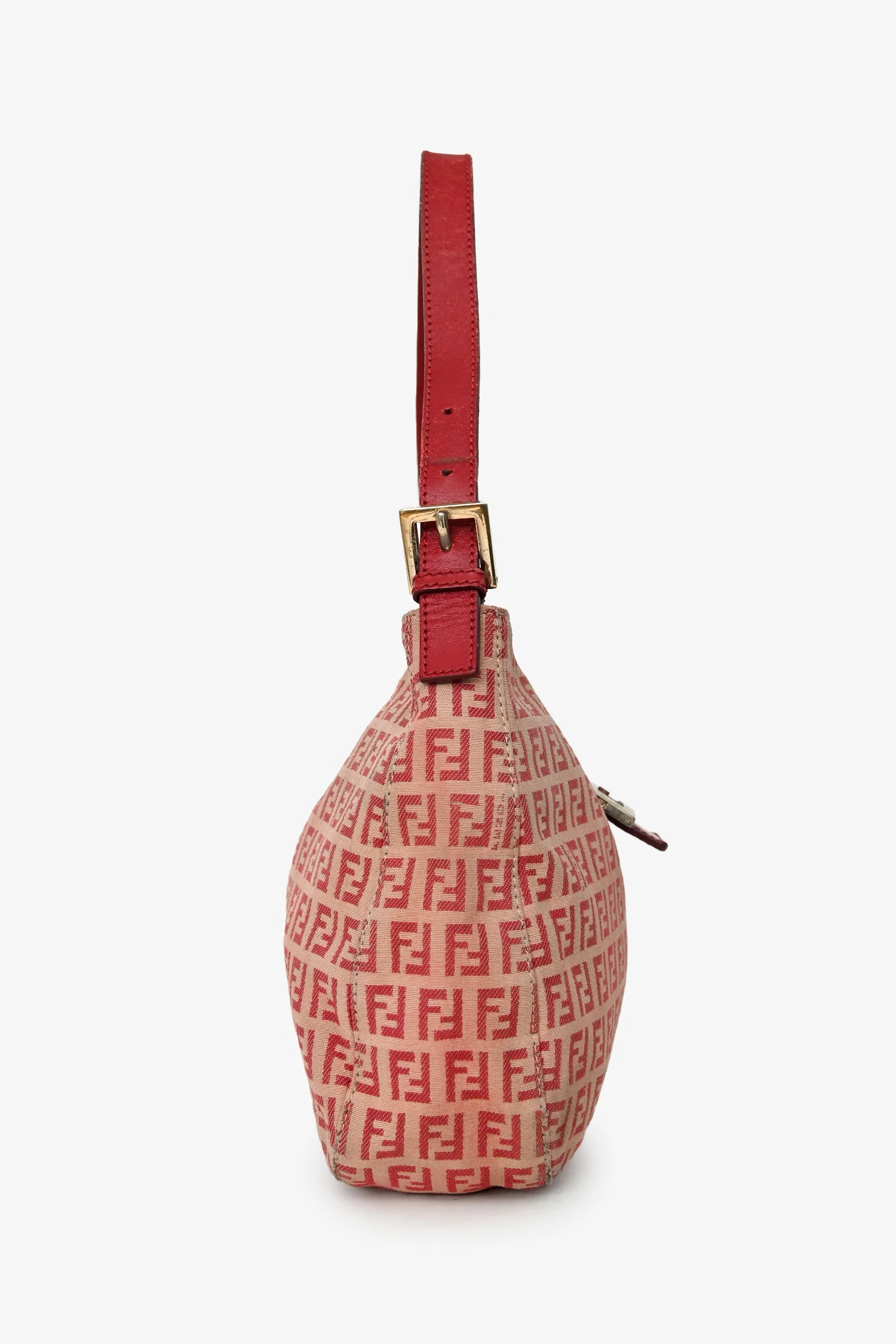 Fendi Red/Beige FF Zucca Baguette Shoulder Bag - Image 3