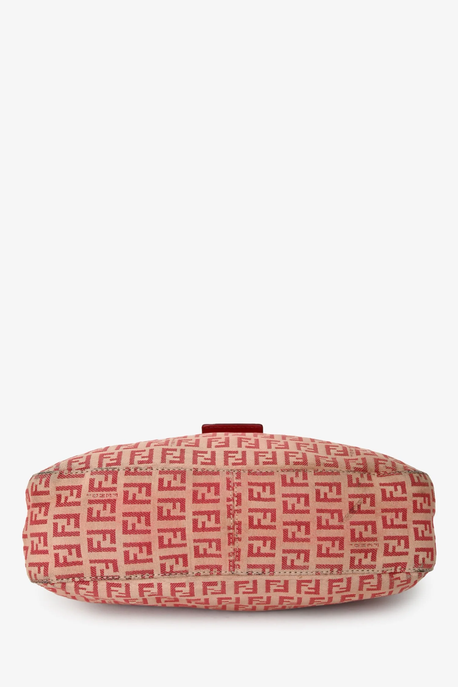 Fendi Red/Beige FF Zucca Baguette Shoulder Bag - Image 5