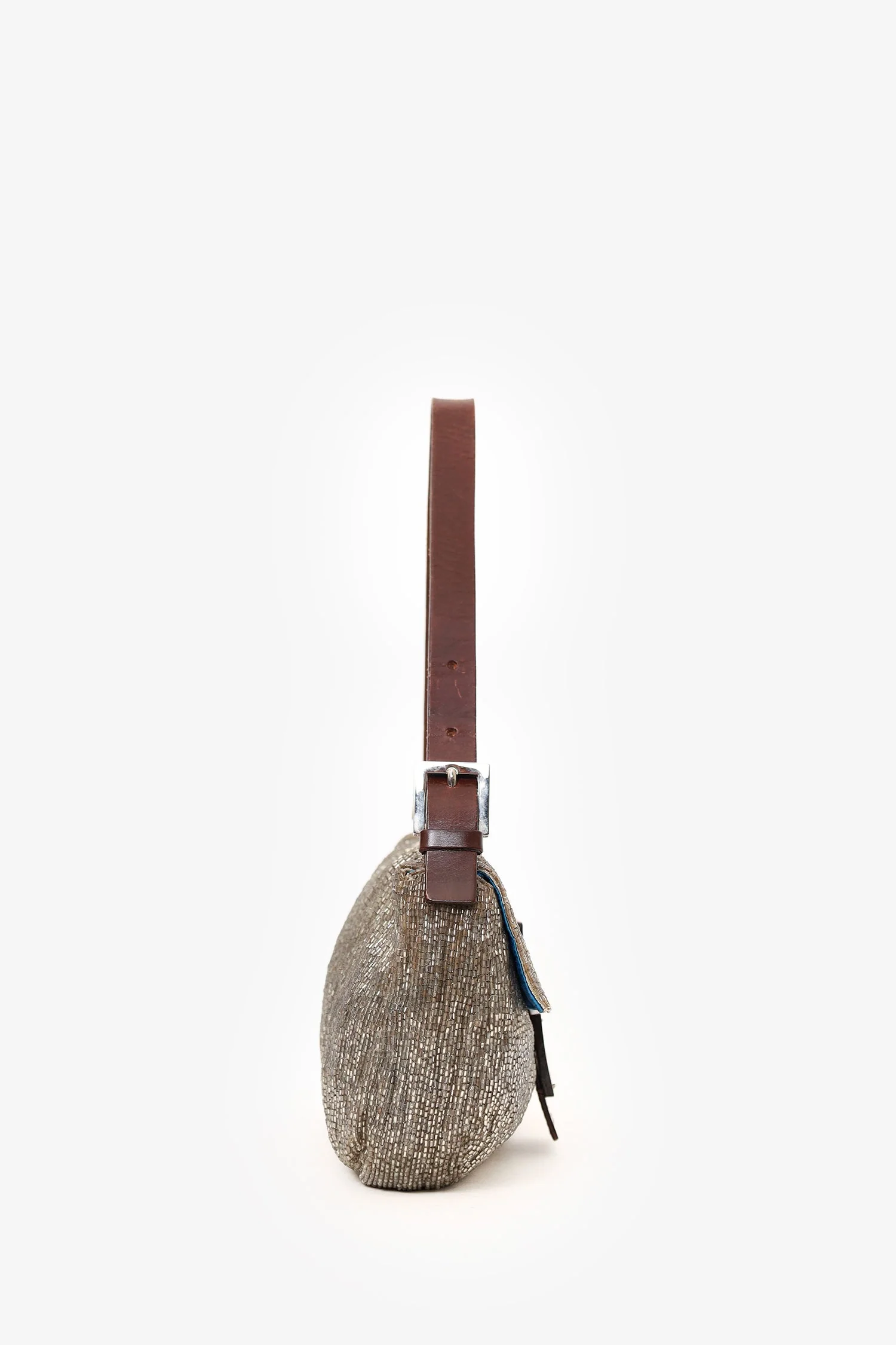 Fendi Silver Beaded Baguette Shoulder Bag - Image 3