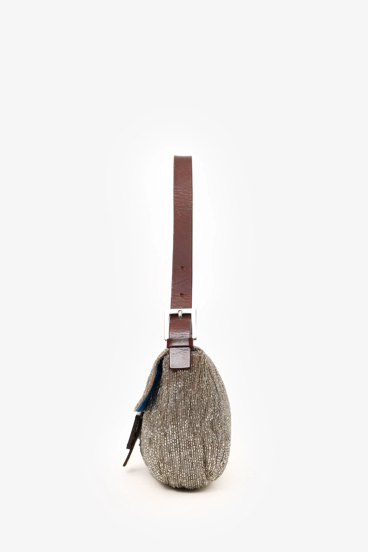 Fendi Silver Beaded Baguette Shoulder Bag - Image 4