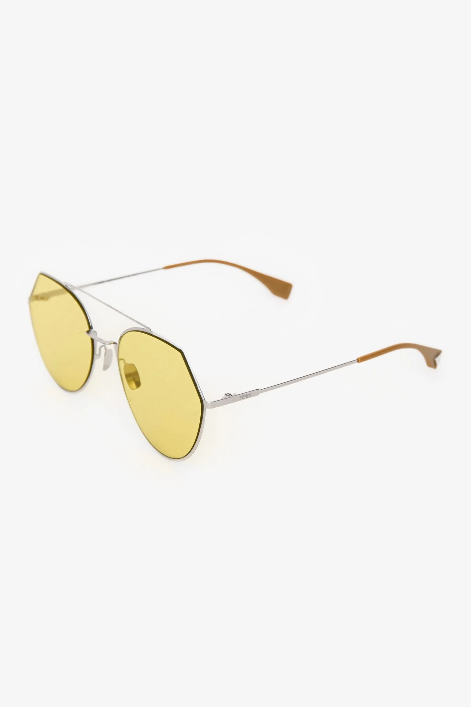 Fendi Silver Tone Metal Yellow Shade Sunglasses - Image 2