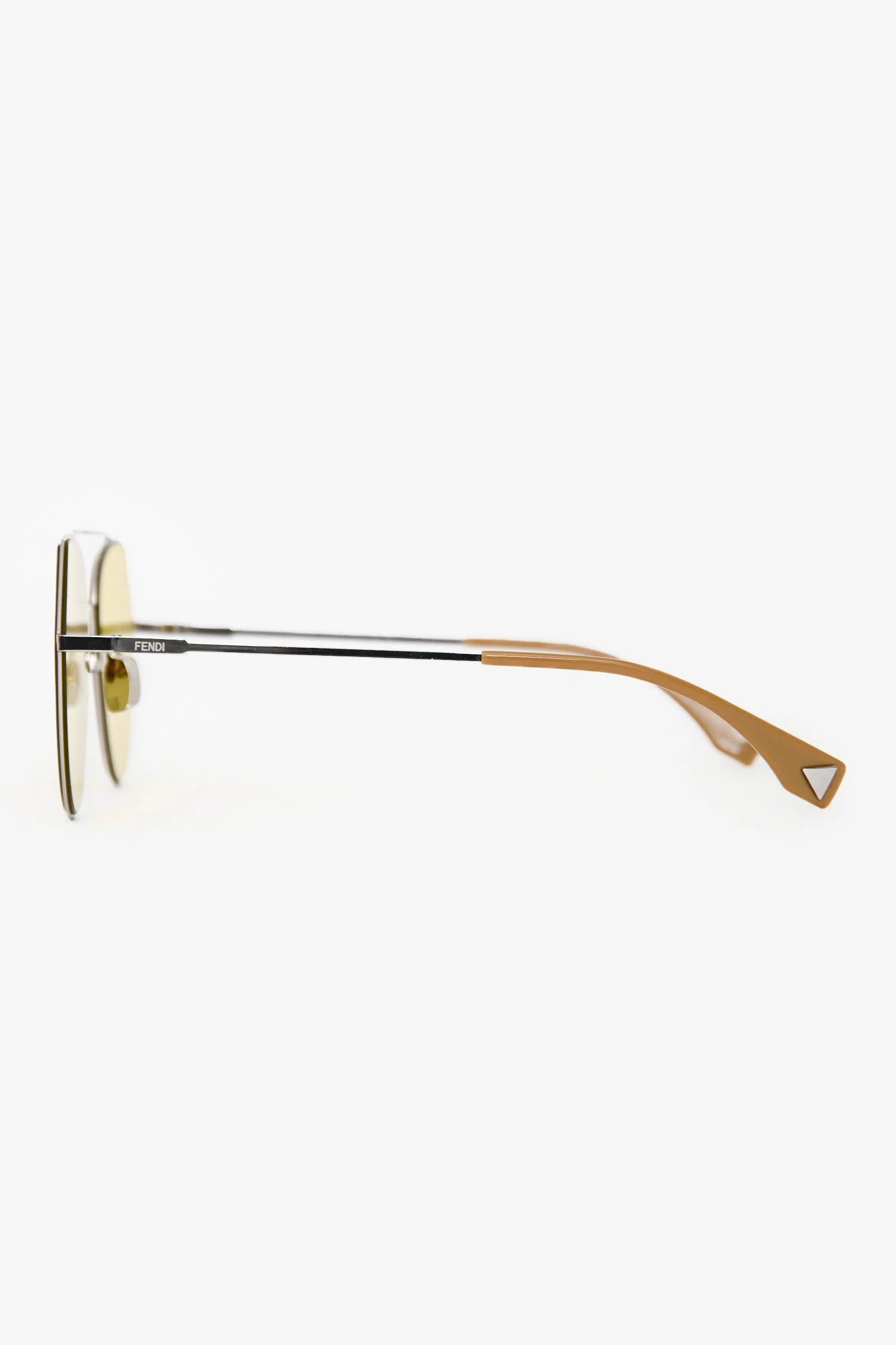 Fendi Silver Tone Metal Yellow Shade Sunglasses - Image 3
