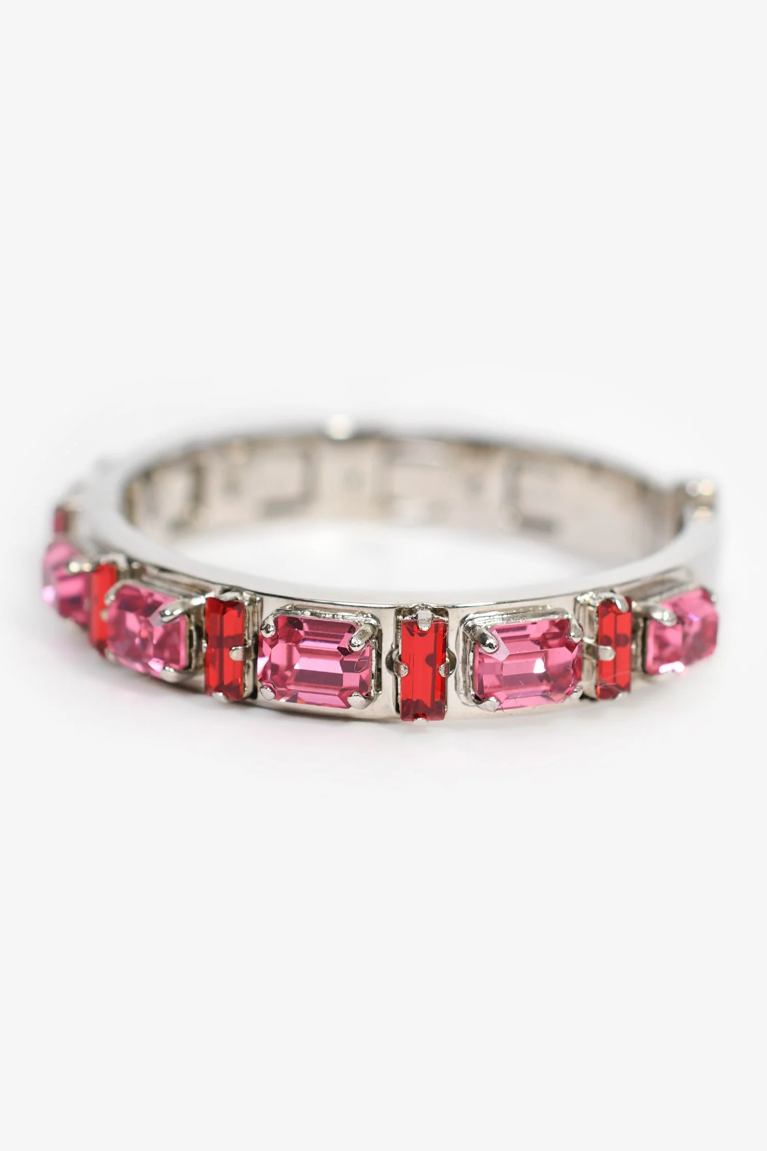 Fendi Silver Toned Red/Pink Crystal Bracelet - Image 2