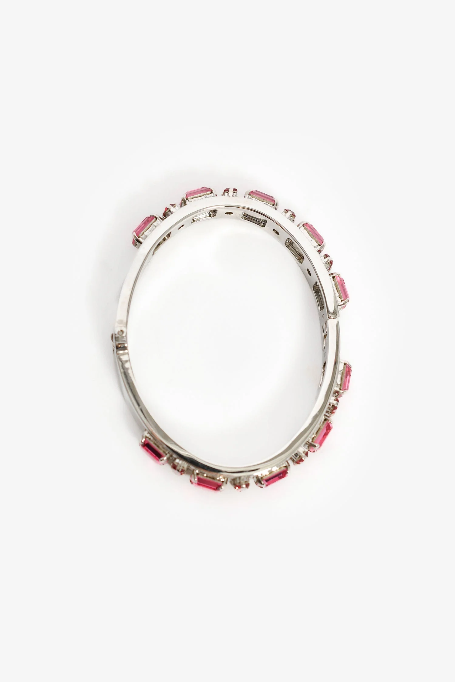 Fendi Silver Toned Red/Pink Crystal Bracelet - Image 5