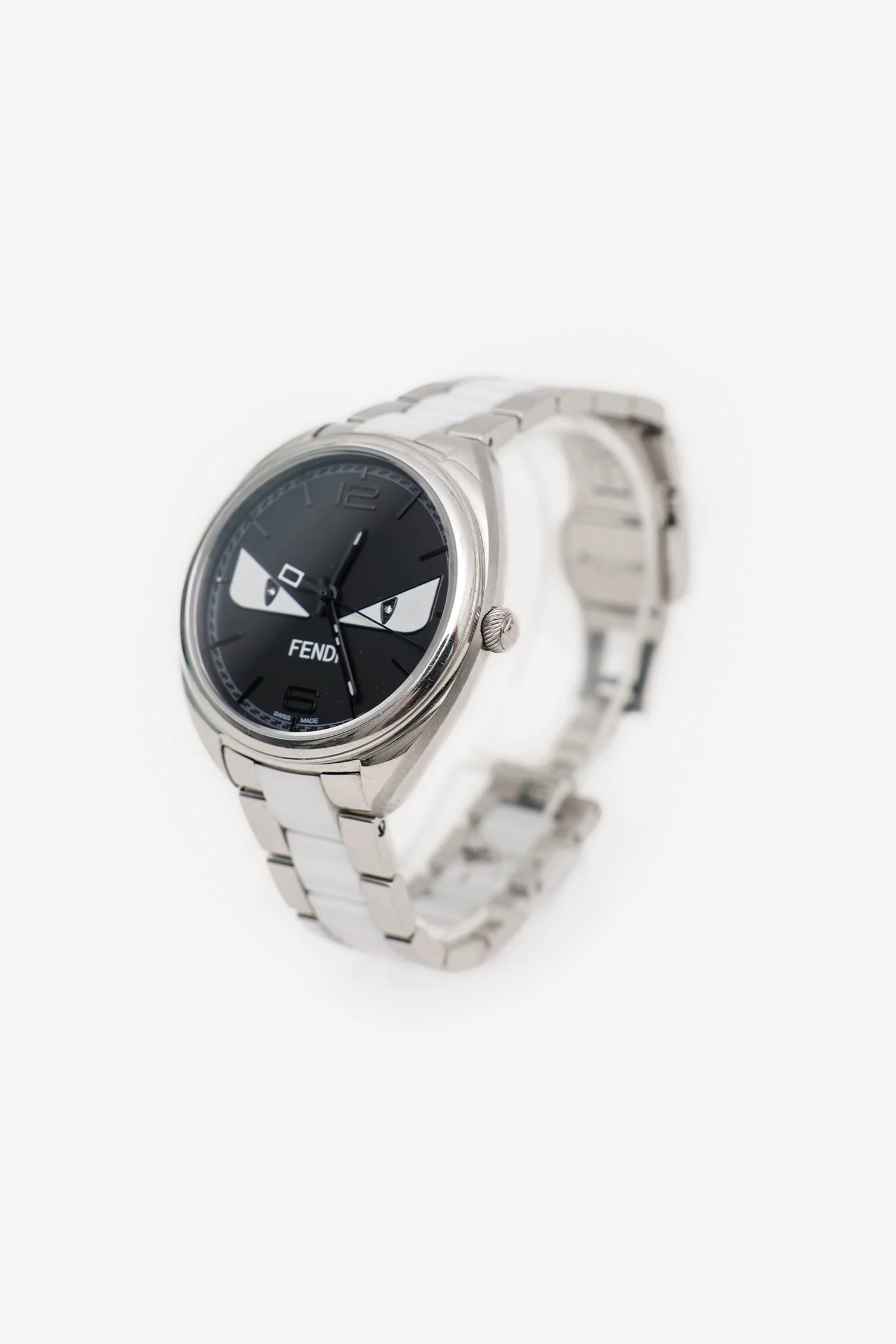 Fendi Stainless Steel Black 'Monster' Face Quartz Watch - Image 2