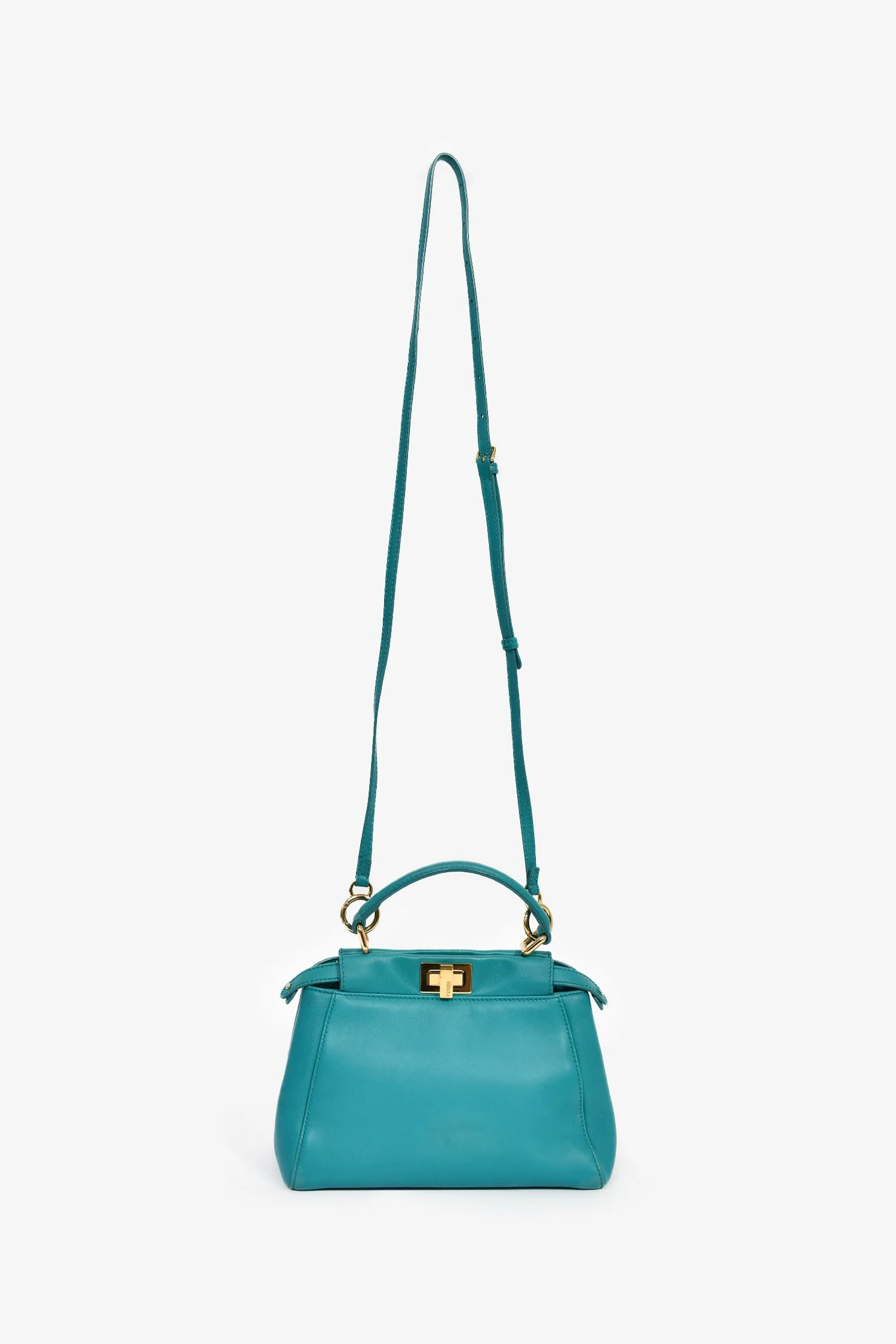 Fendi Turquoise Leather Mini Peekaboo - Image 7