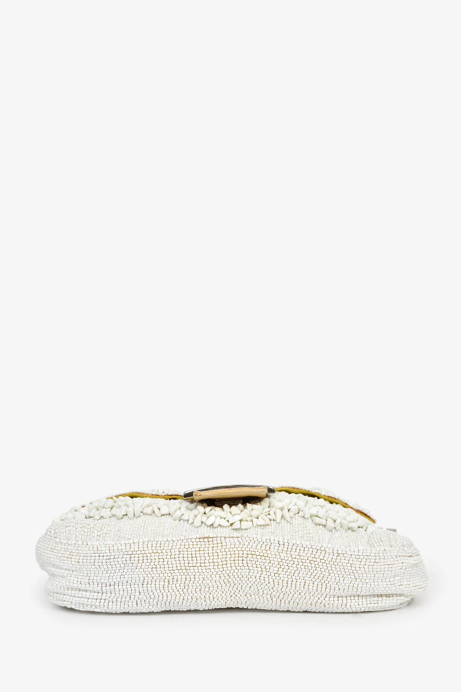 Fendi White/Beige Beaded Baguette Shoulder Bag - Image 5