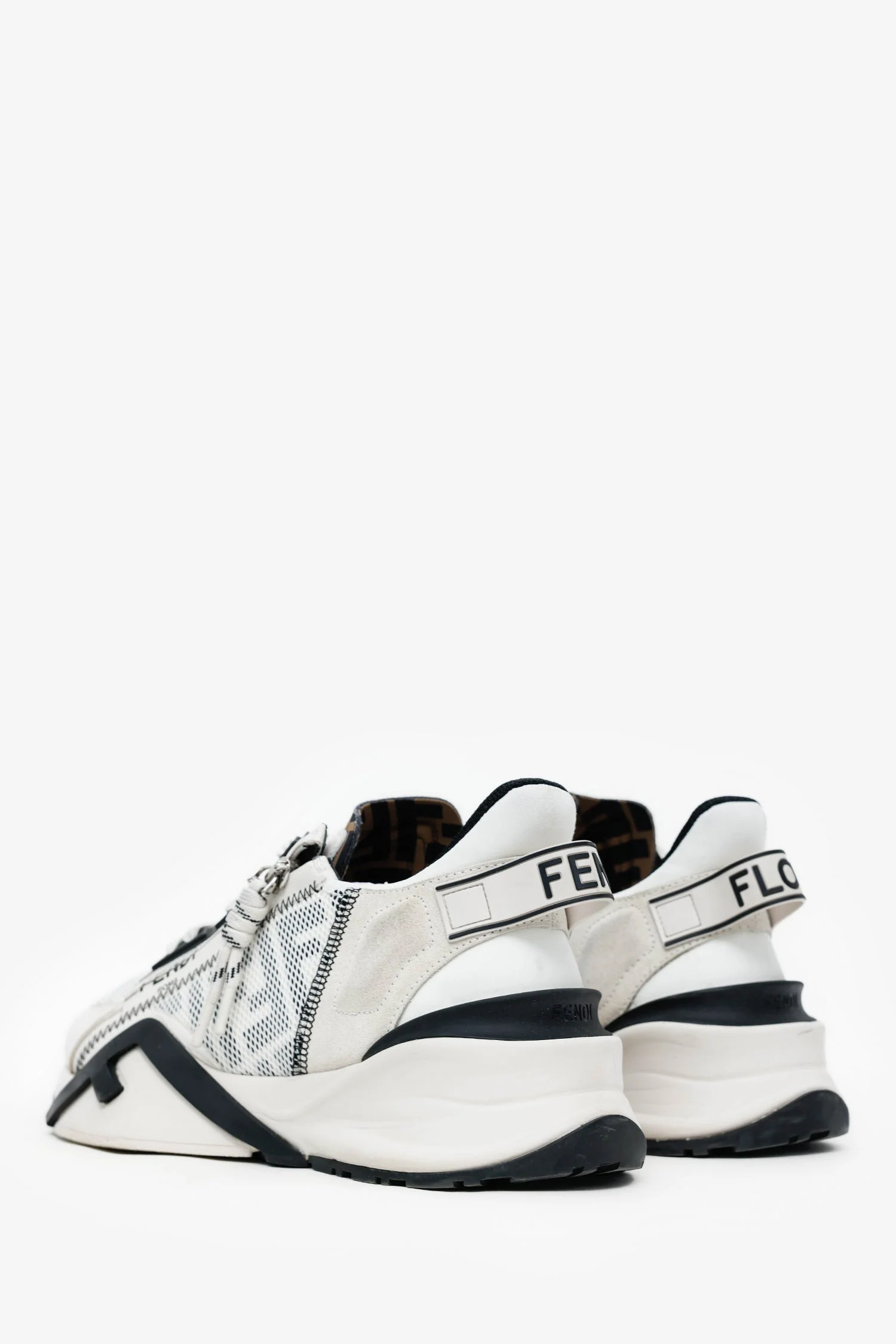 Fendi White Leather Mesh Zucca Canvas Flow Sneakers Size 39 - Image 4