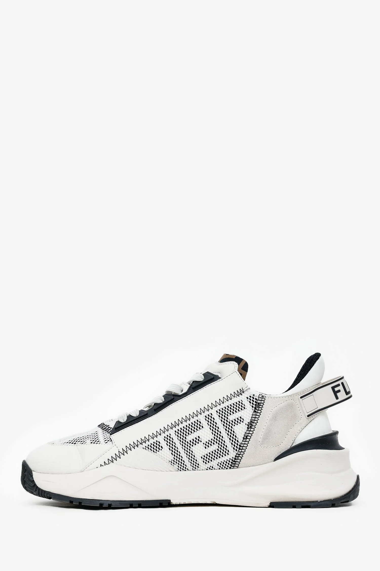 Fendi White Leather Mesh Zucca Canvas Flow Sneakers Size 39 - Image 5