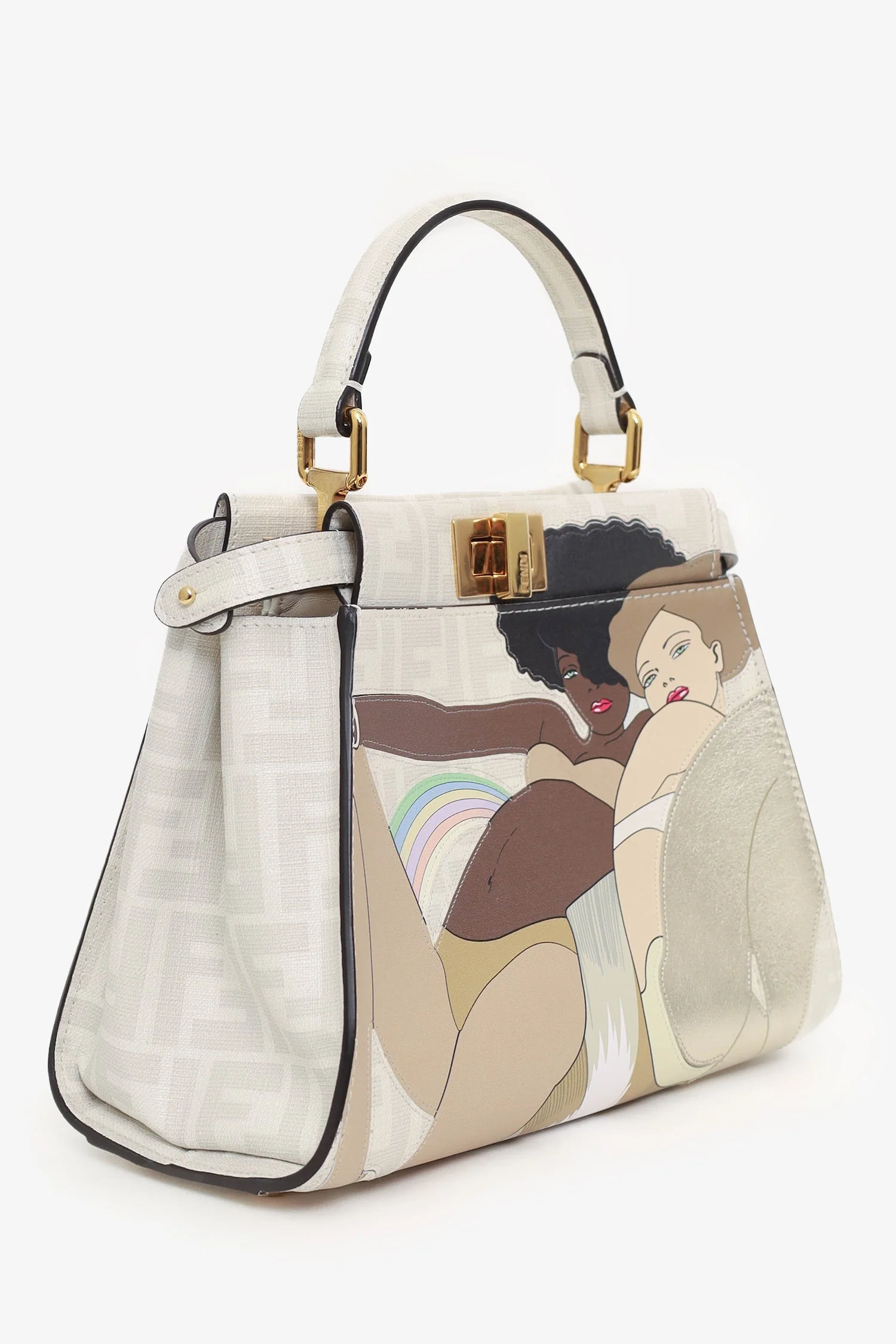 Fendi White/Multicolour Glazed Fabric FF Bikini Girls Mini Peekaboo - Image 3