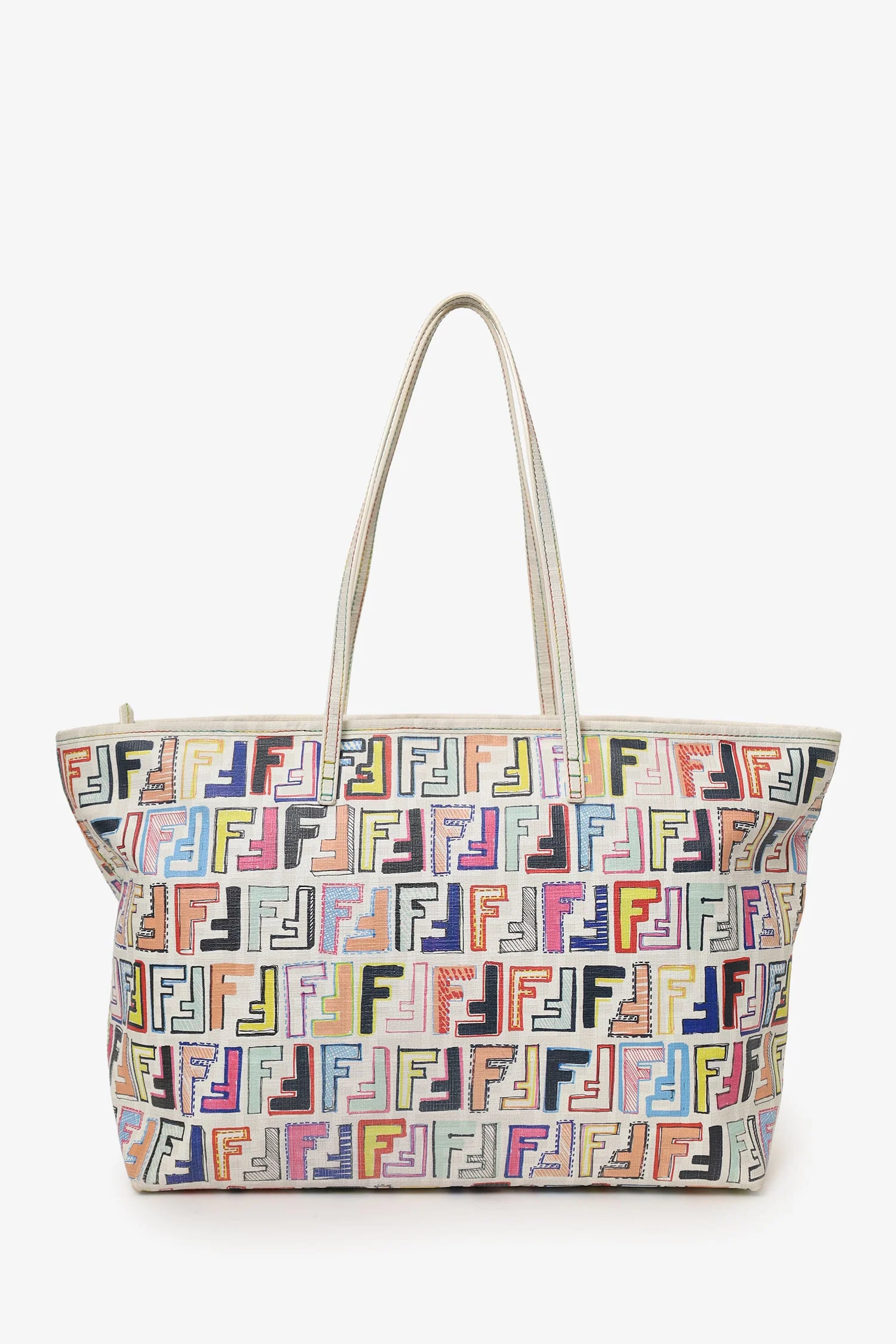 Fendi White/Multicolour Zucca Spalmati Roll Tote - Image 2