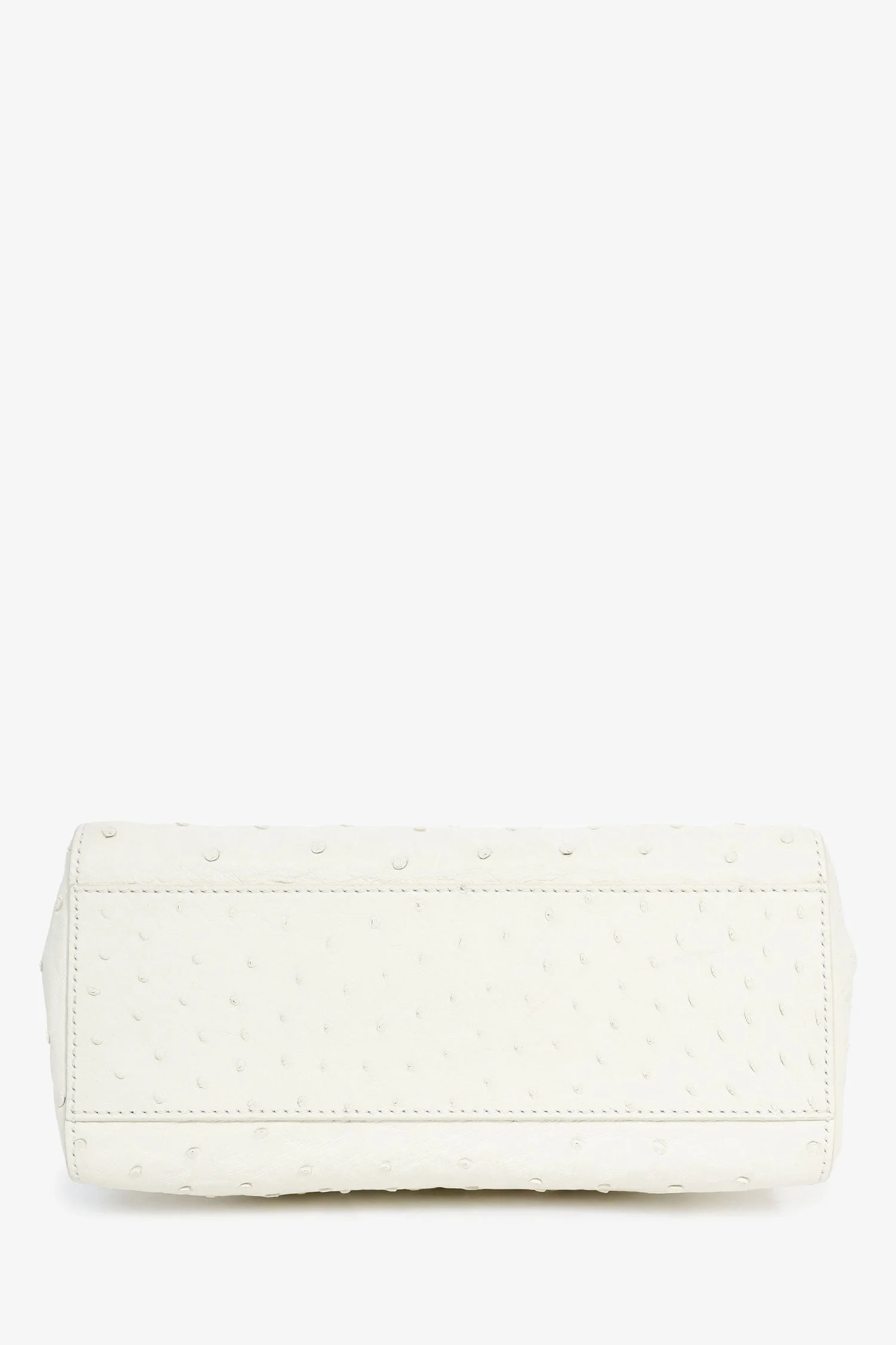 Fendi White Ostrich Leather Mini Peekaboo Bag with Strap - Image 6
