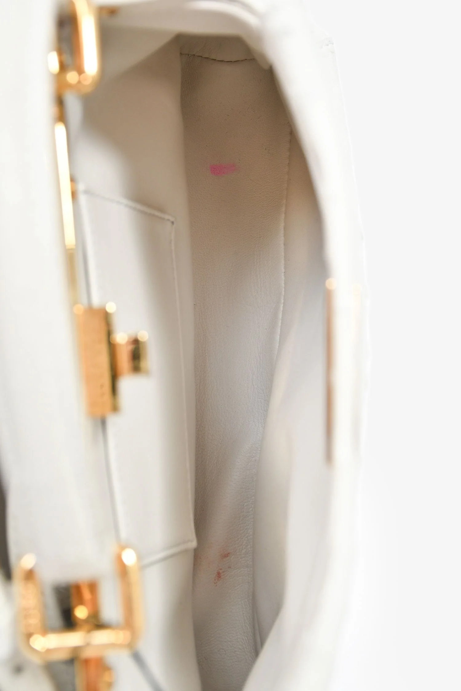 Fendi White Ostrich Leather Mini Peekaboo Bag with Strap - Image 7