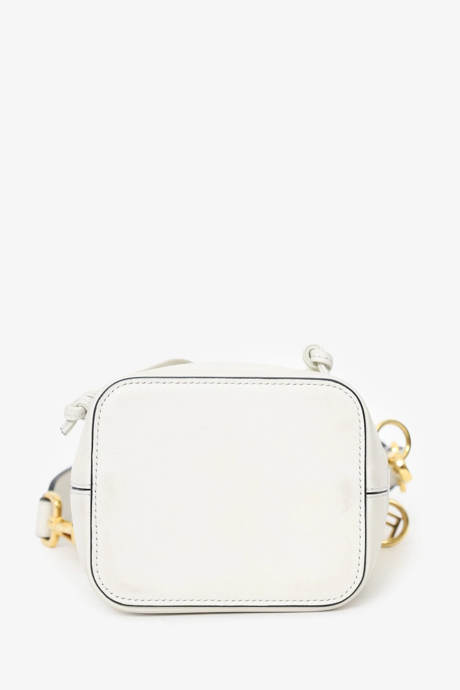 Fendi White Zucca Print Vinyl/Leather Mon Tresor Mini Bucket Bag - Image 5