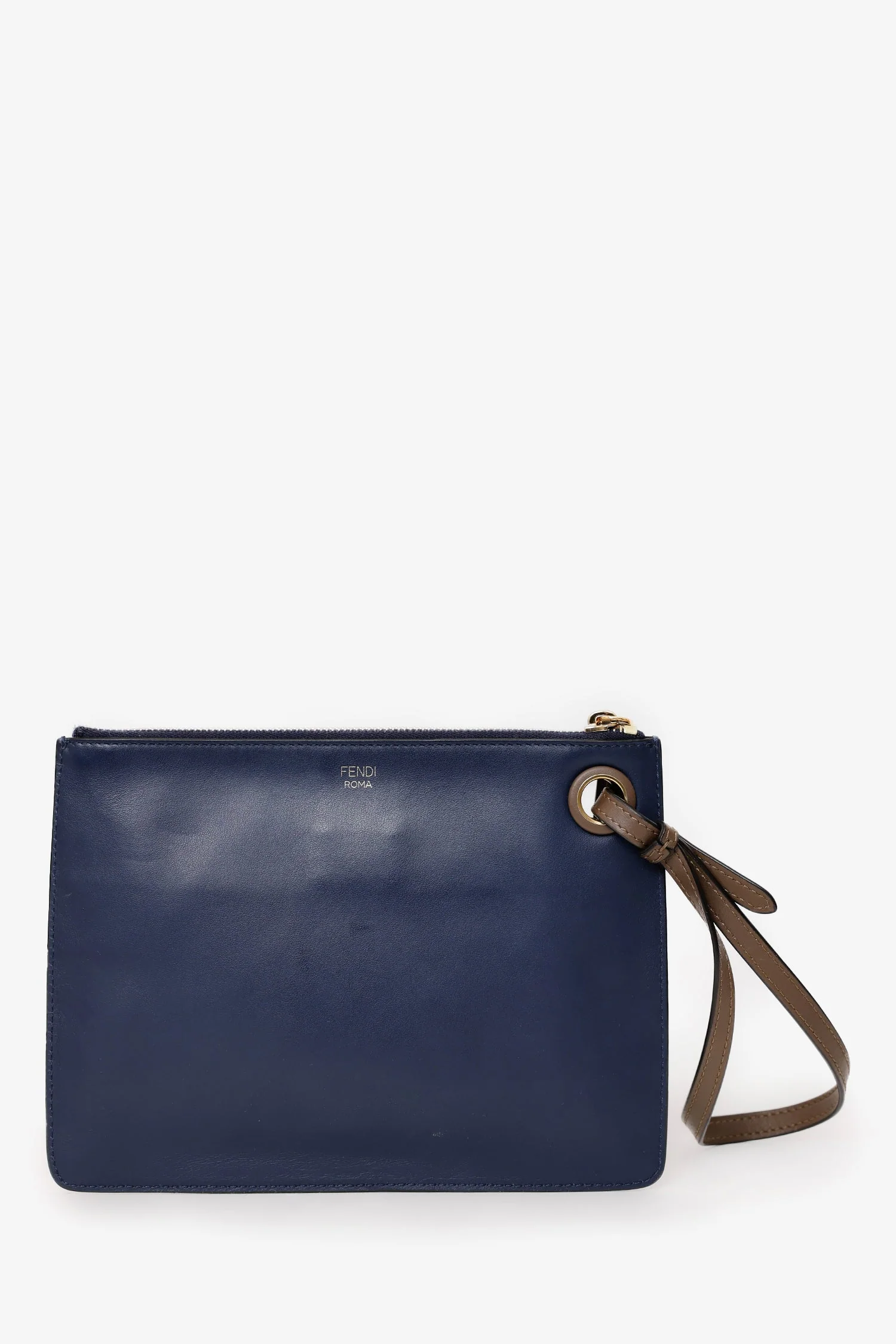 Fendi X Fila Multicolor Leather Zip Wristlet Clutch - Image 2