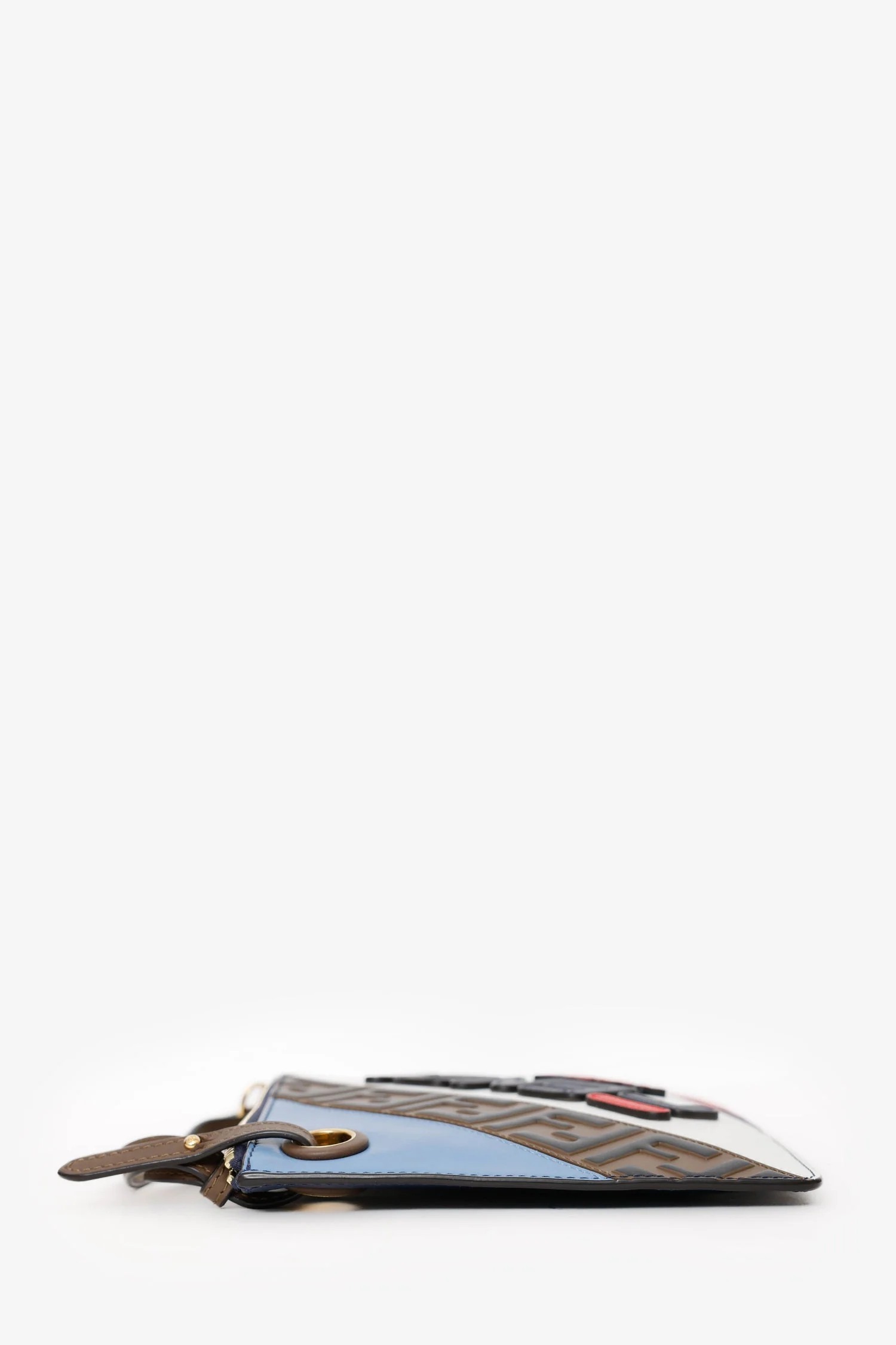 Fendi X Fila Multicolor Leather Zip Wristlet Clutch - Image 4