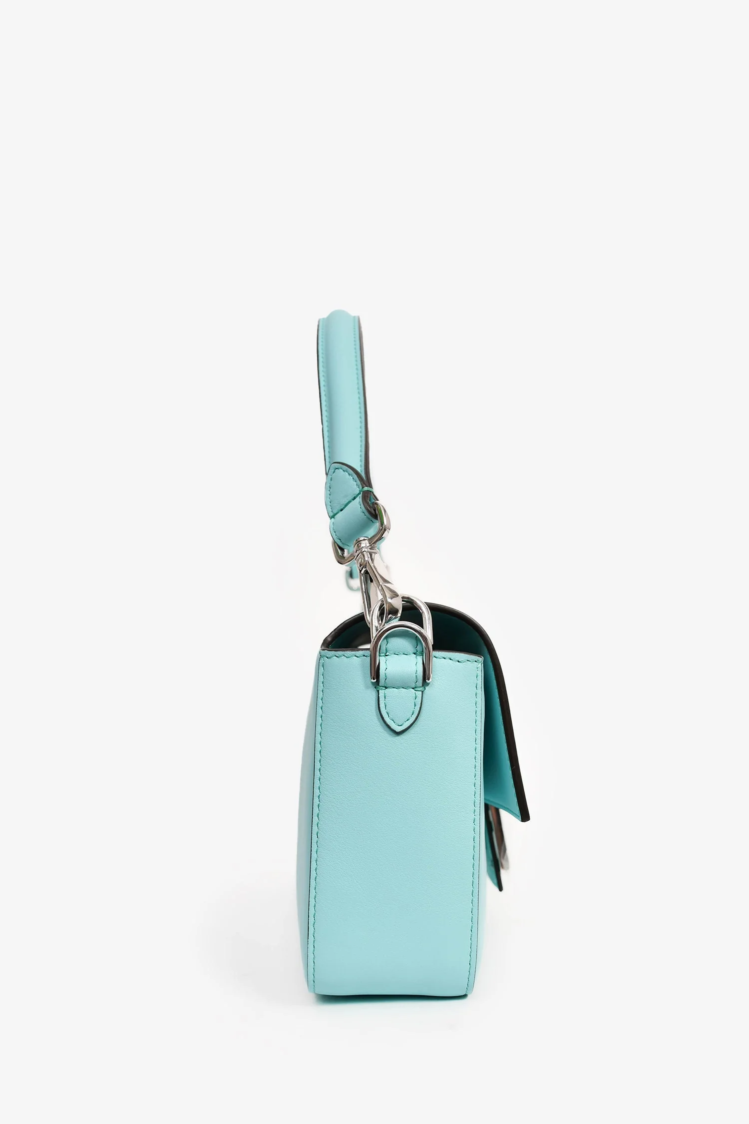 Fendi x Tiffany & Co. Limited Edition 2022 'Tiffany Blue' Leather Baguette Shoulder Bag with Strap - Image 3