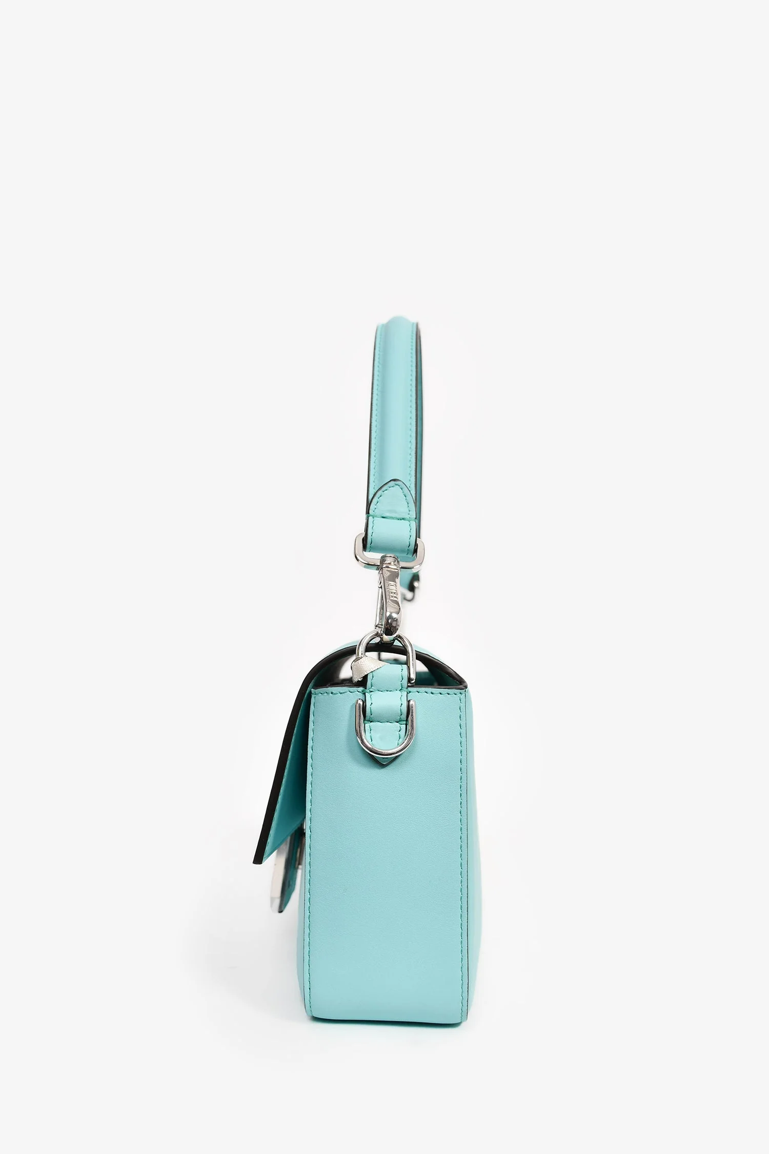 Fendi x Tiffany & Co. Limited Edition 2022 'Tiffany Blue' Leather Baguette Shoulder Bag with Strap - Image 4