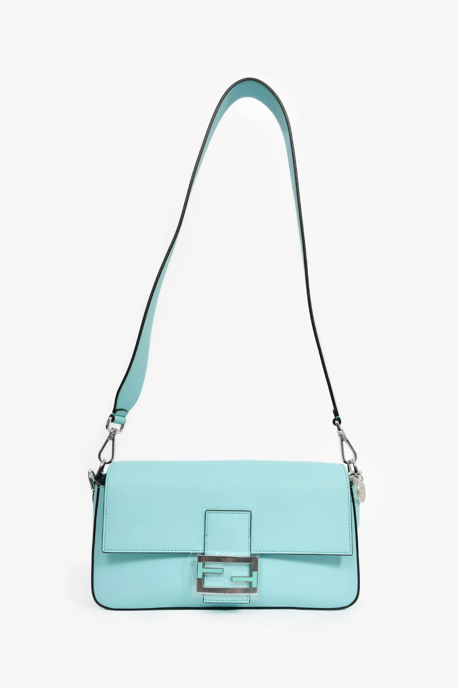 Fendi x Tiffany & Co. Limited Edition 2022 'Tiffany Blue' Leather Baguette Shoulder Bag with Strap - Image 7