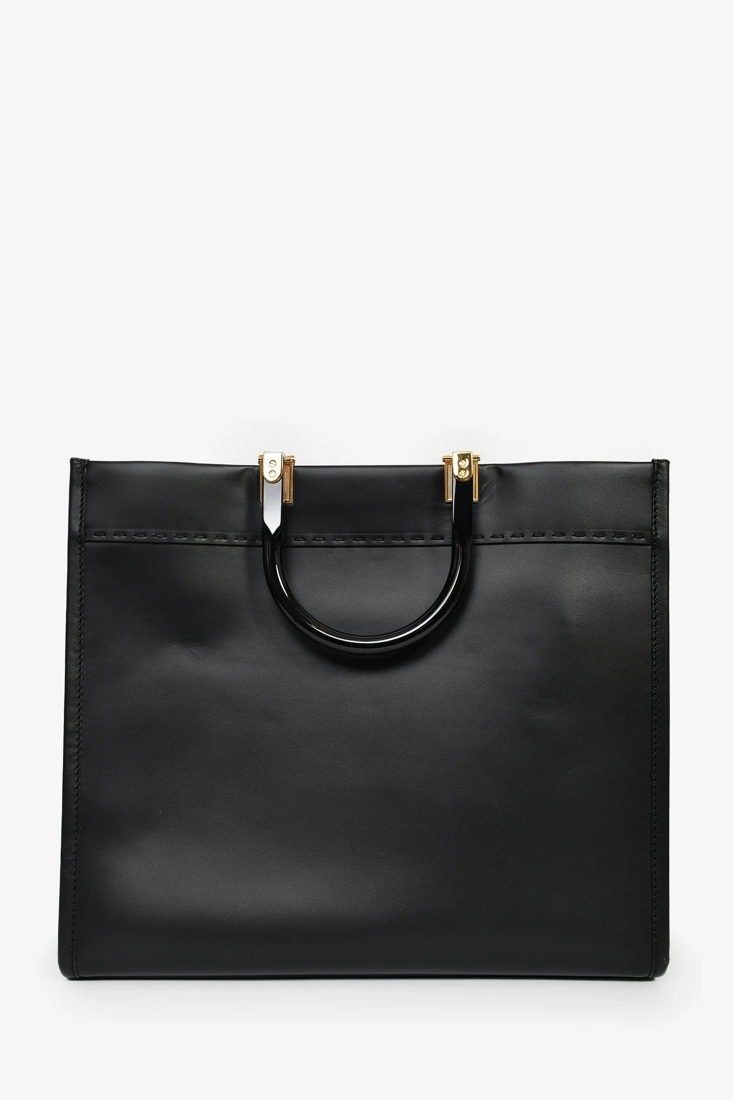 Fendi x Versace Black Leather 'Fendace Sunshine Shopper' Tote - Image 2