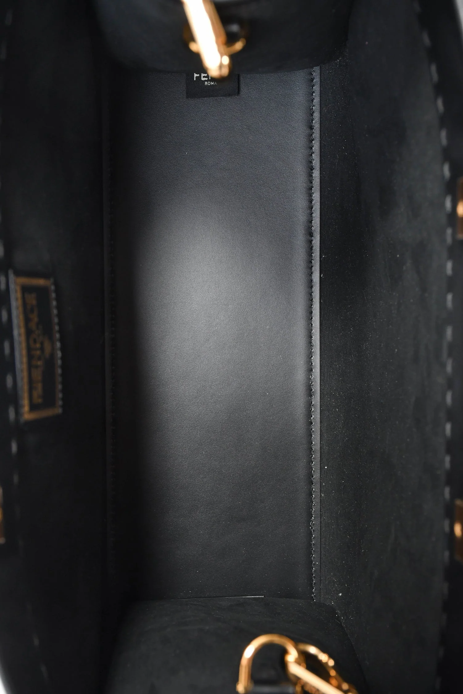 Fendi x Versace Black Leather 'Fendace Sunshine Shopper' Tote - Image 6