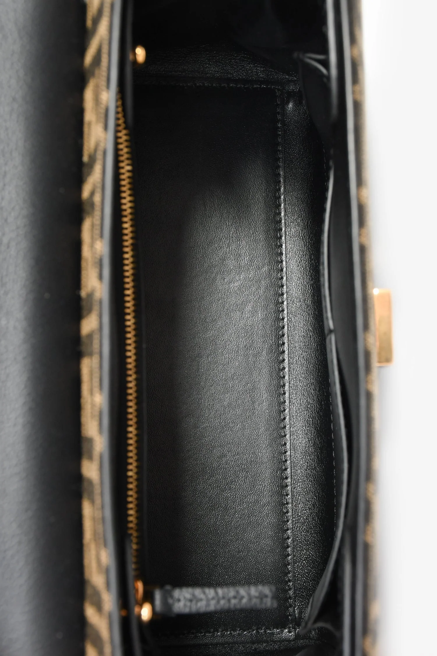 Fendi x Versace Black Leather/Zucca Top Handle Bag with Strap - Image 7