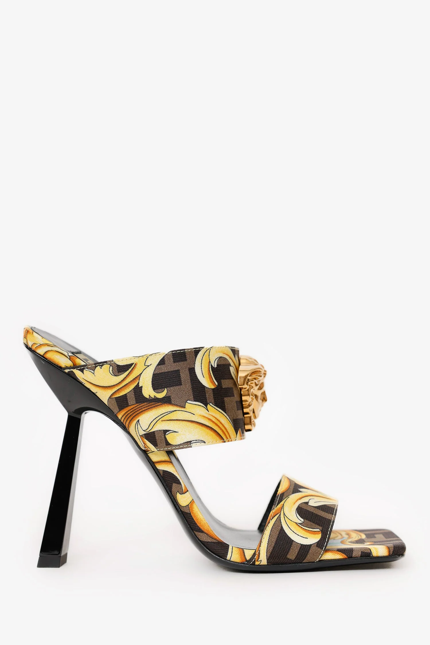 Fendi X Versace Brown/Yellow Zuca Medusa Heels Size 38.5