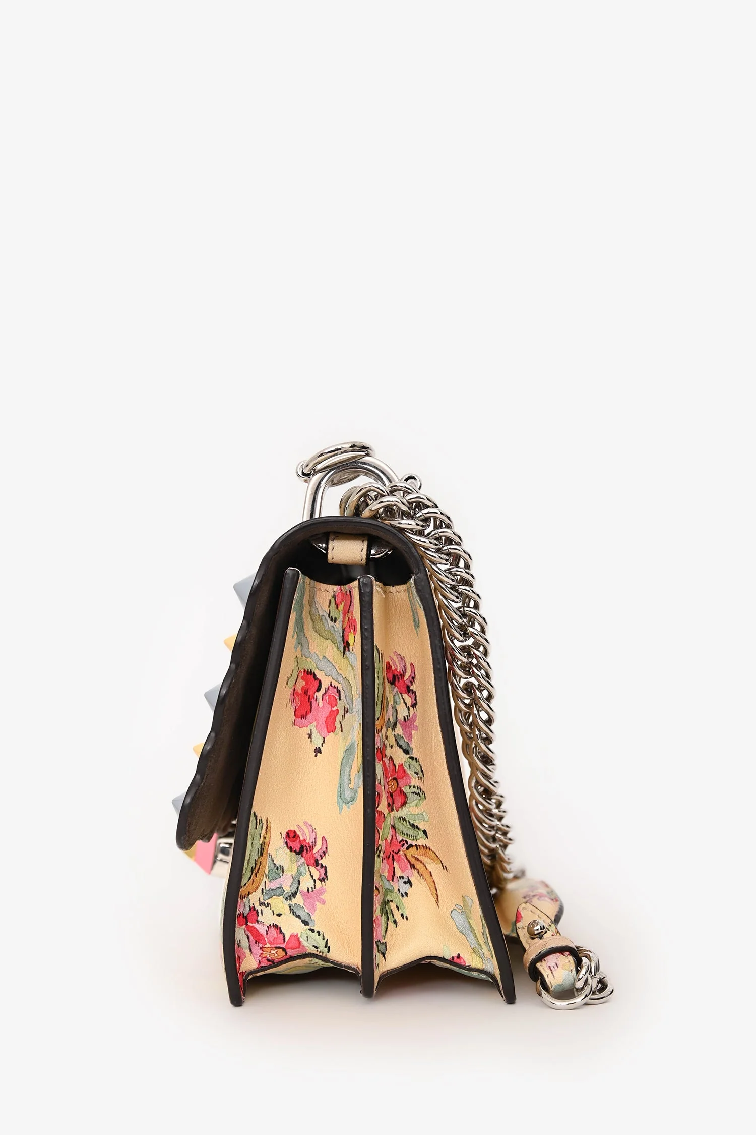 Fendi Yellow Leather Marie Antoinette Print Small Kan I Crossbody Bag - Image 4