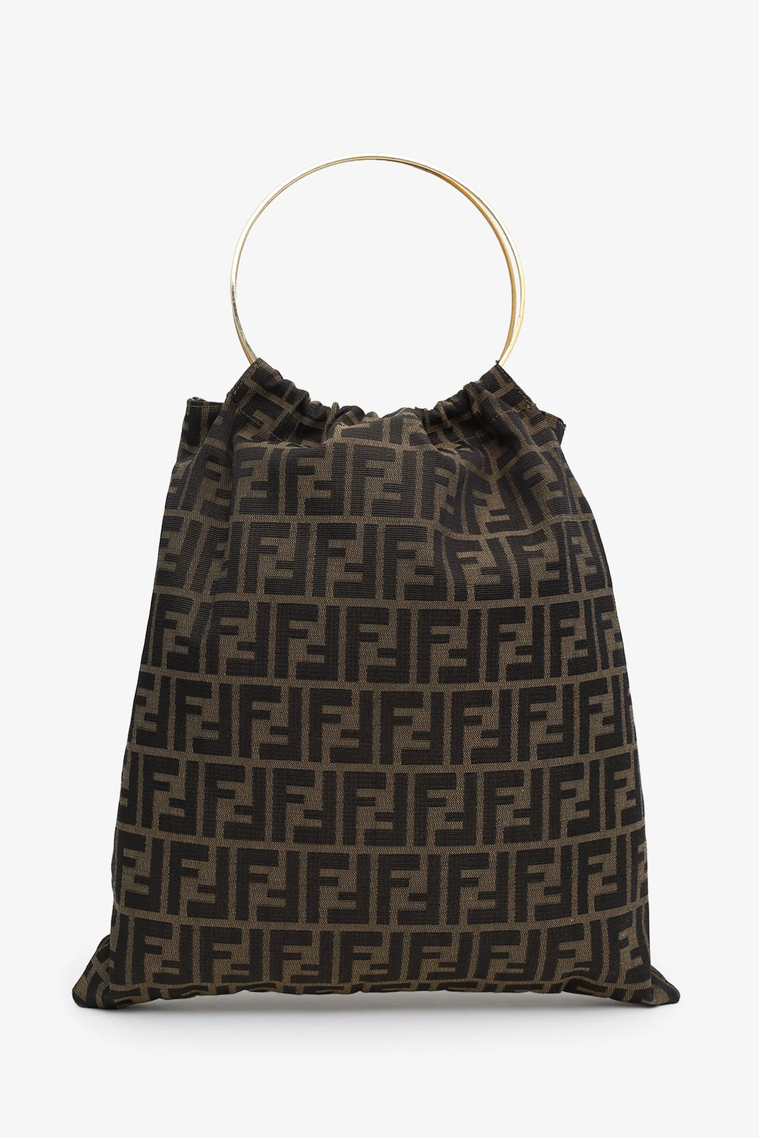 Fendi Zucca Print Canvas Bag With Metal Ring Handle - Image 2