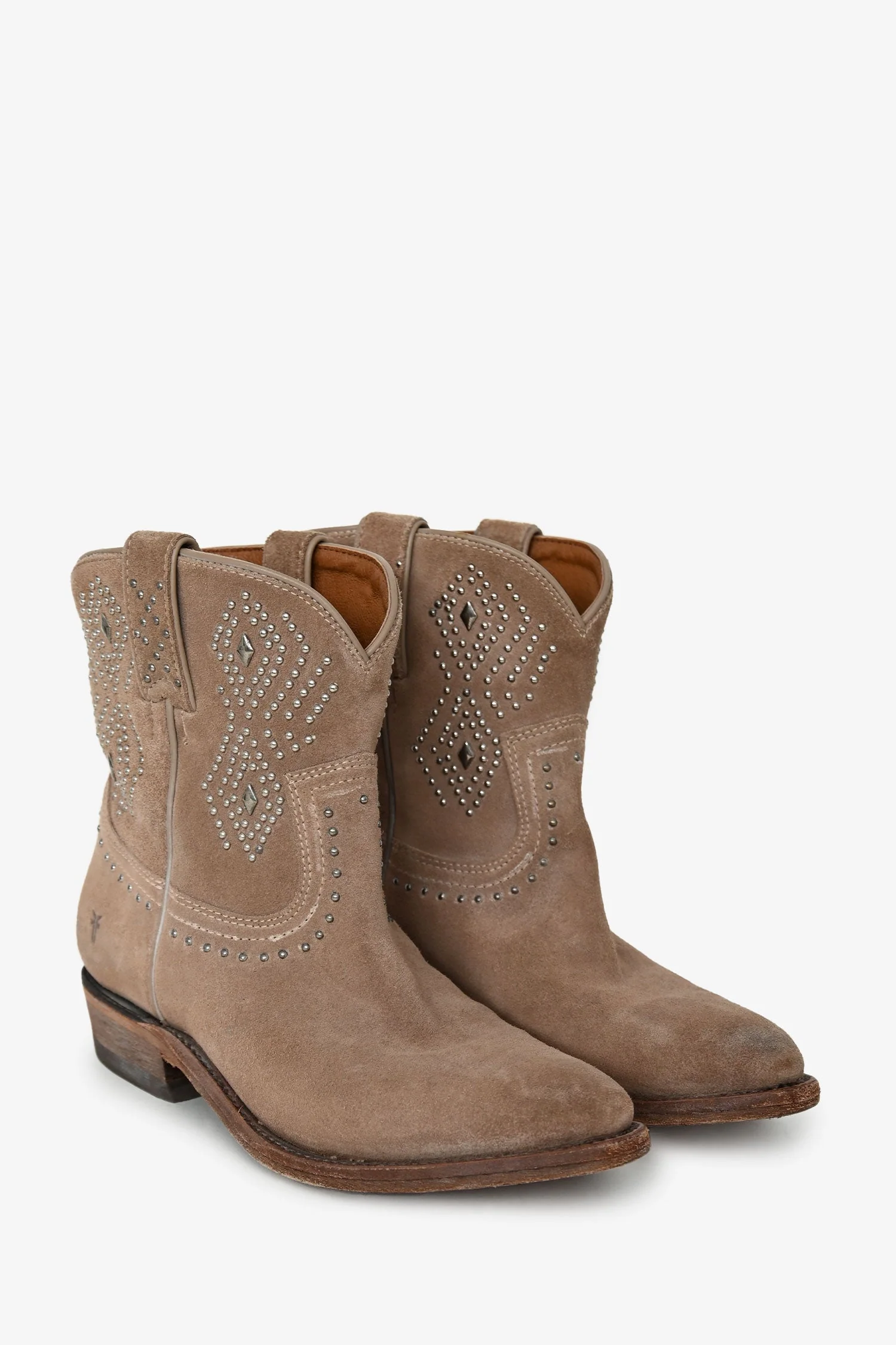 Frye Beige Leather Studded Mid-Calf Western Boots Size 8 - Image 2