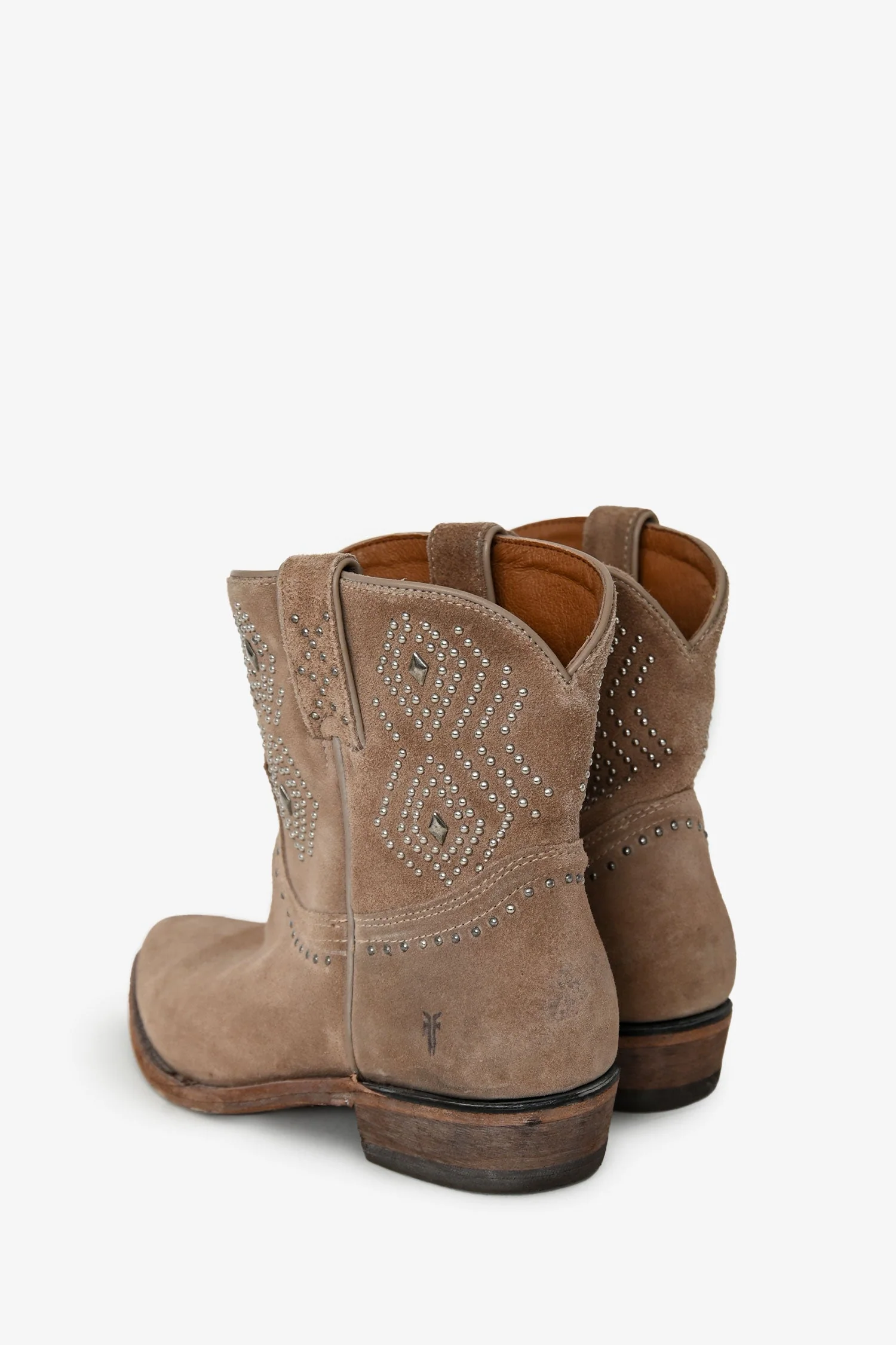 Frye Beige Leather Studded Mid-Calf Western Boots Size 8 - Image 4