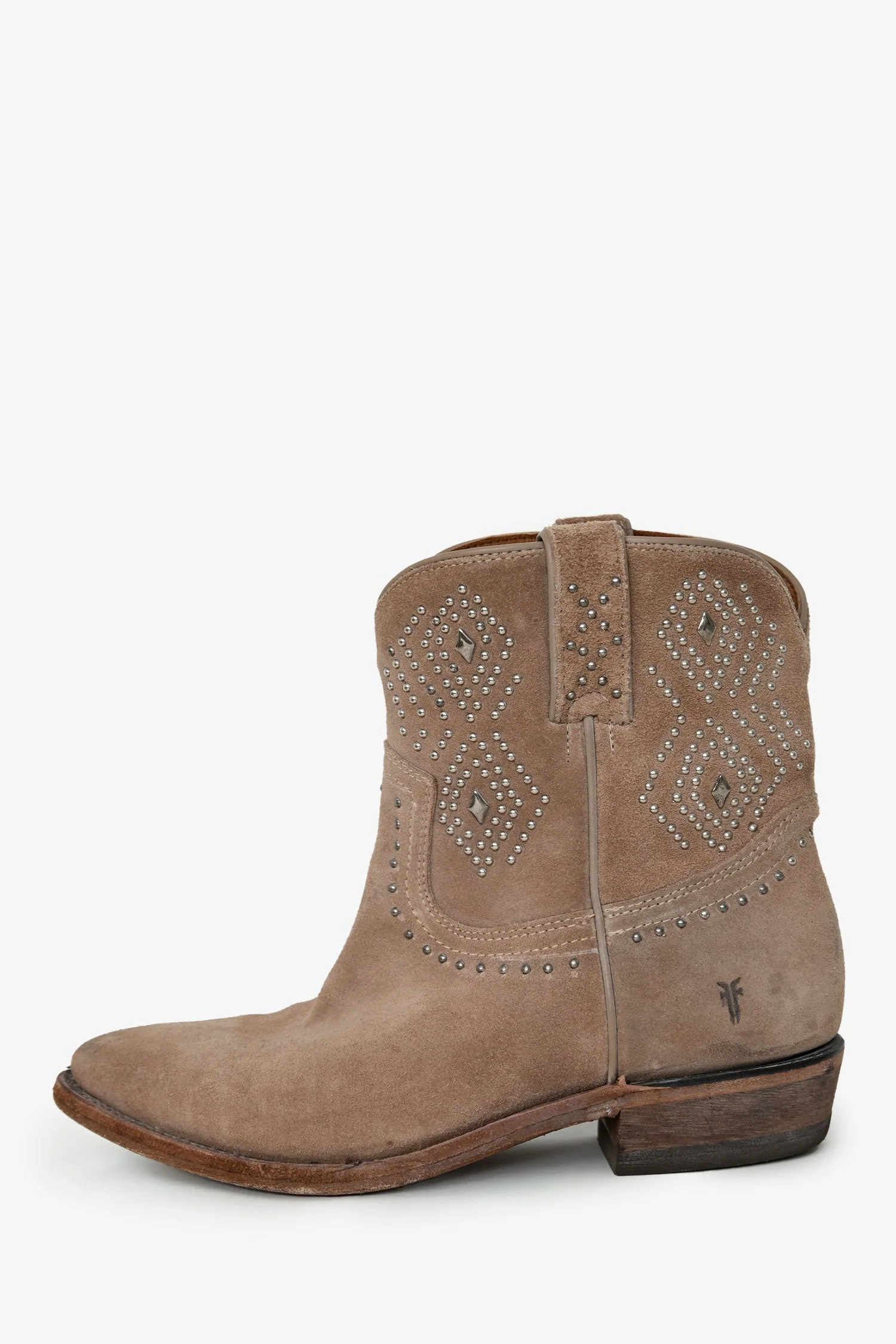 Frye Beige Leather Studded Mid-Calf Western Boots Size 8 - Image 5