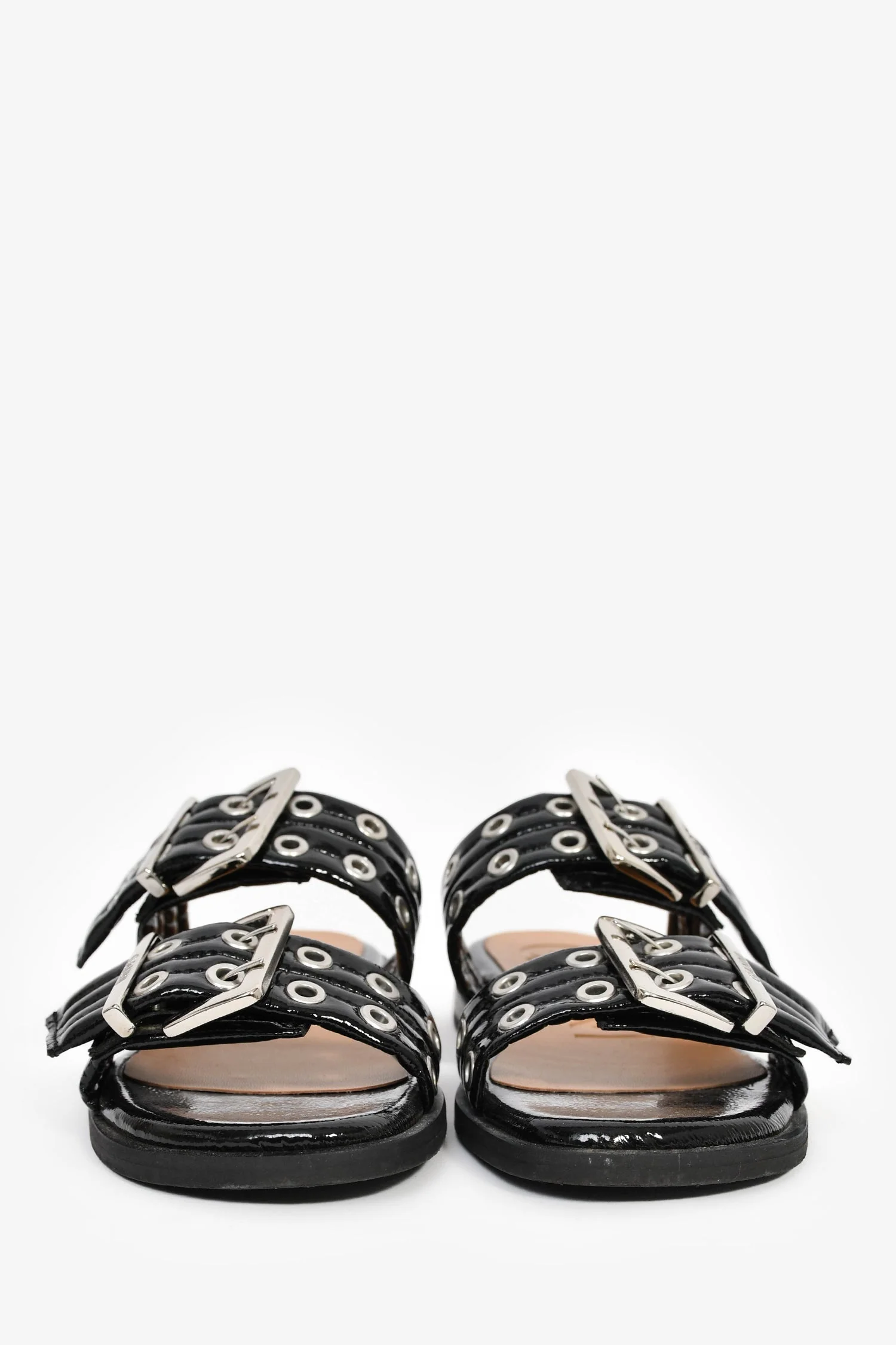 Ganni Black Patent Buckle Sandals Size 35 - Image 3