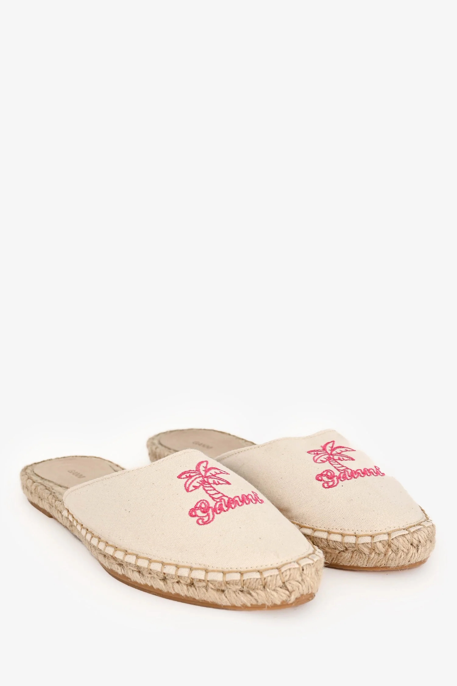 Ganni Cream Canvas Espadrille Mules Size 41 - Image 2