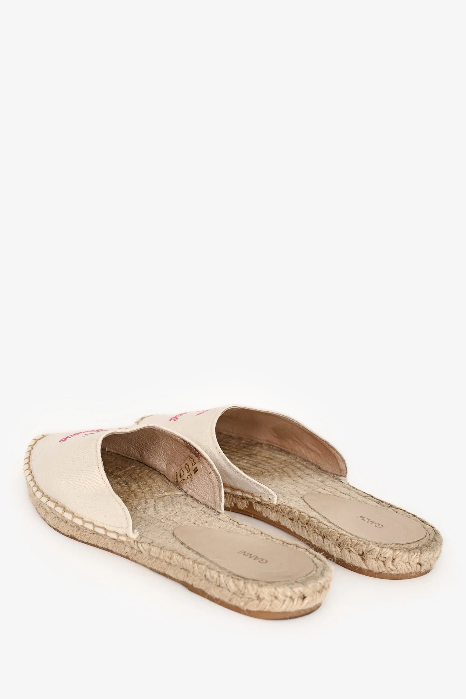 Ganni Cream Canvas Espadrille Mules Size 41 - Image 5