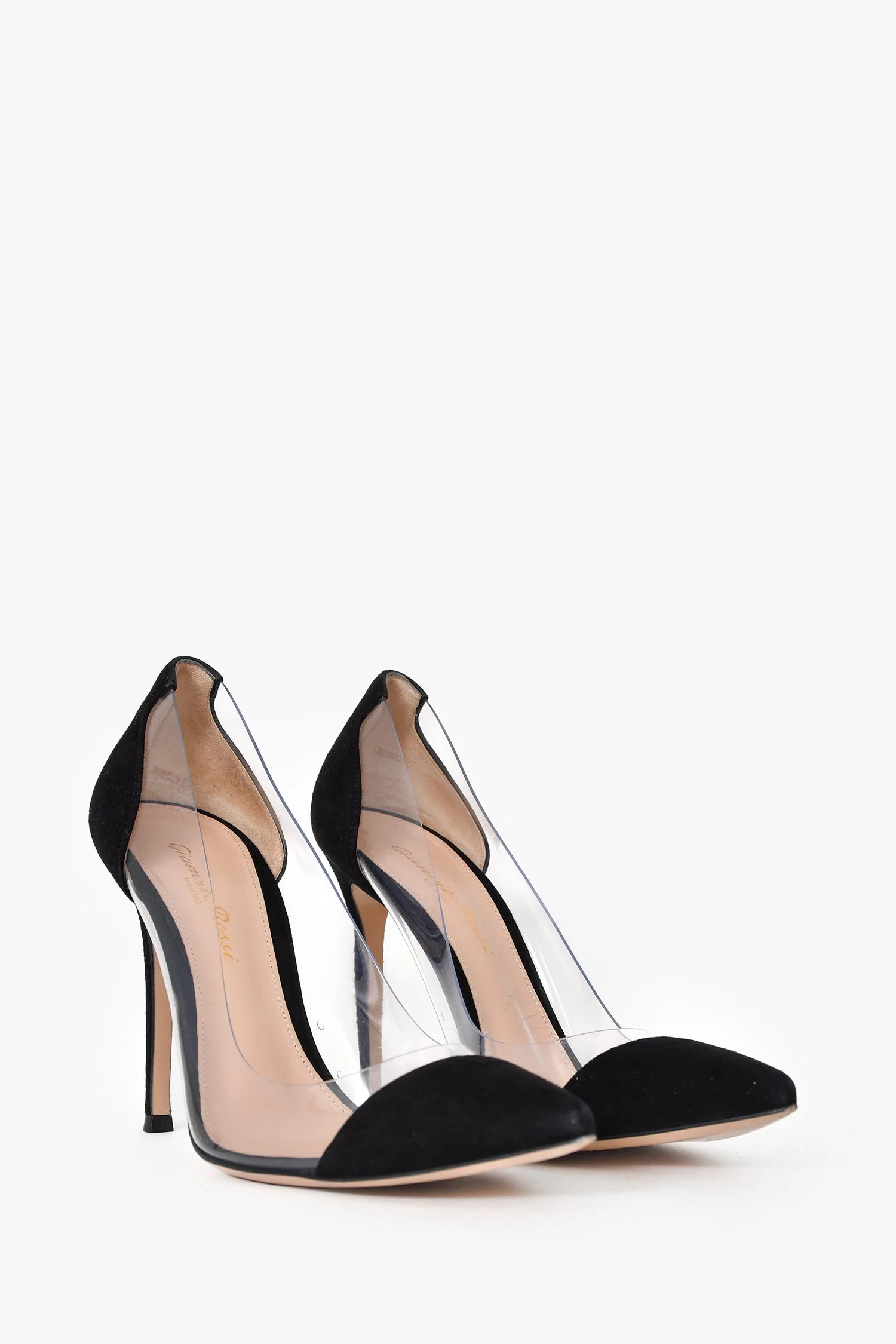 Gianvito Rossi Black Suede/Plexi Pumps Size 36.5 - Image 2