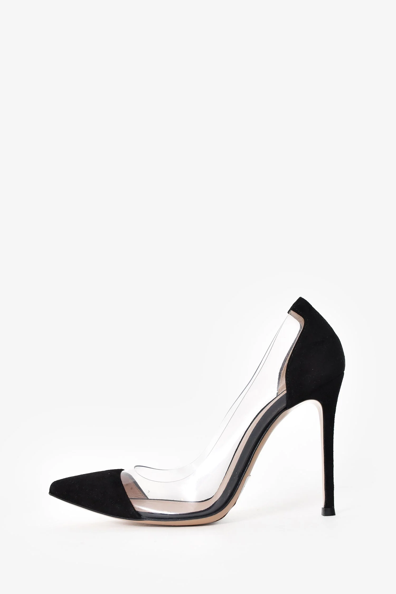 Gianvito Rossi Black Suede/Plexi Pumps Size 36.5 - Image 4