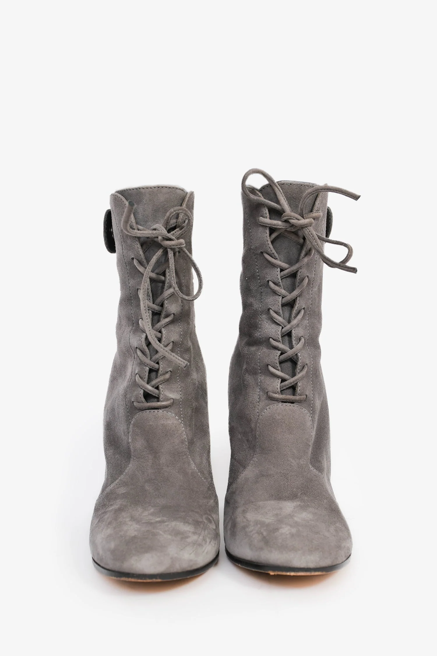 Gianvito Rossi Grey Suede Tie-Heeled Booties Size 40.5 - Image 3