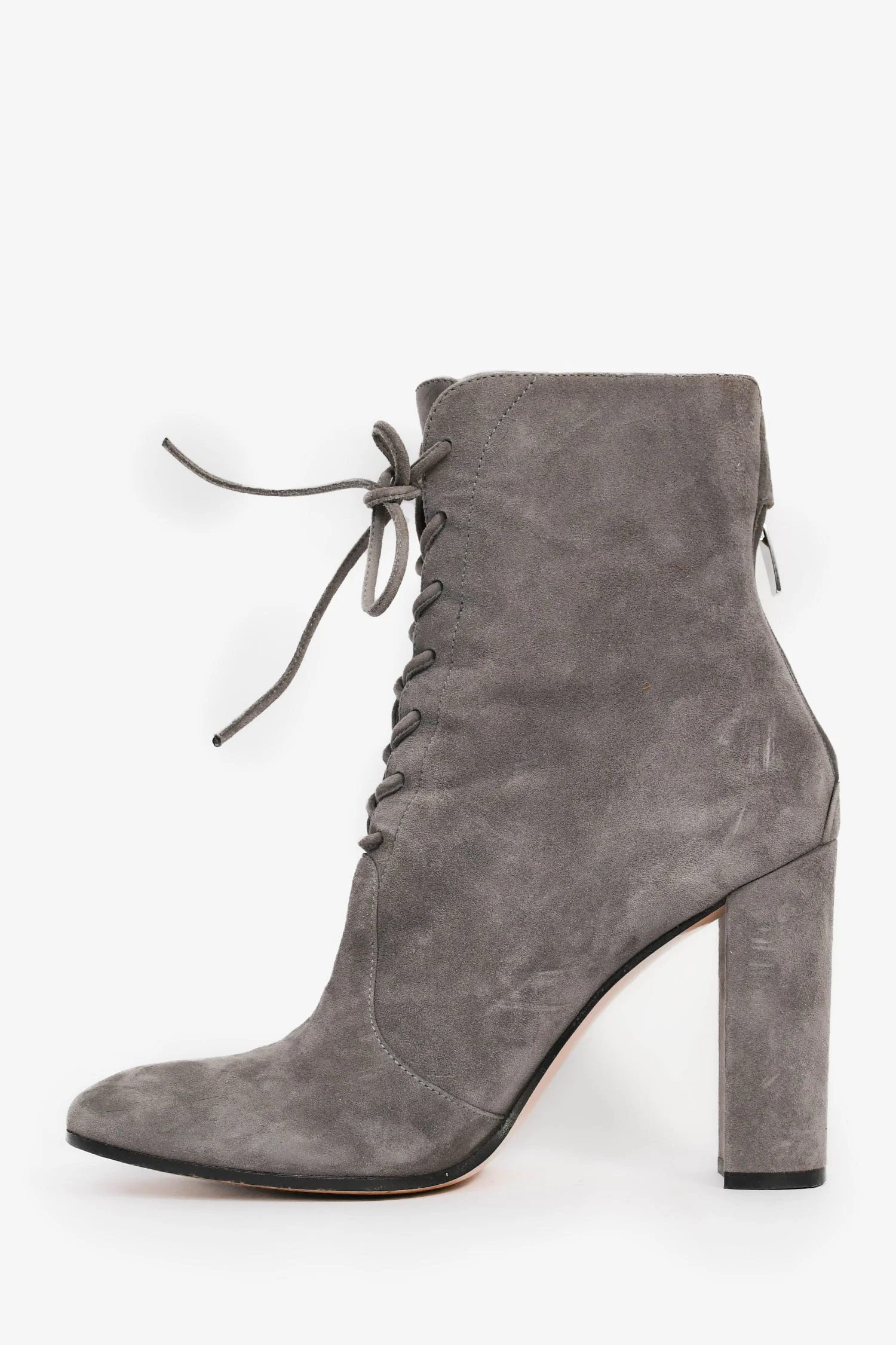 Gianvito Rossi Grey Suede Tie-Heeled Booties Size 40.5 - Image 4