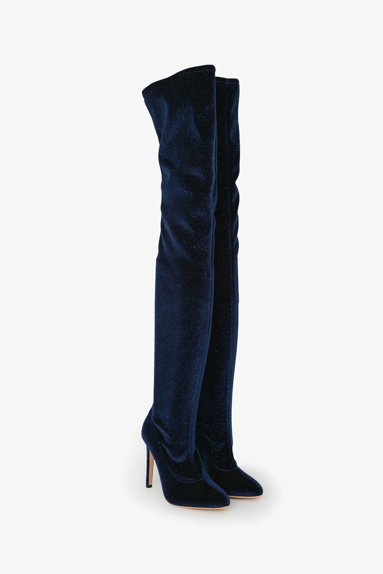 Giuseppe Zanotti Blue Velvet Sparkled Over Knee Boot Size 36 - Image 2