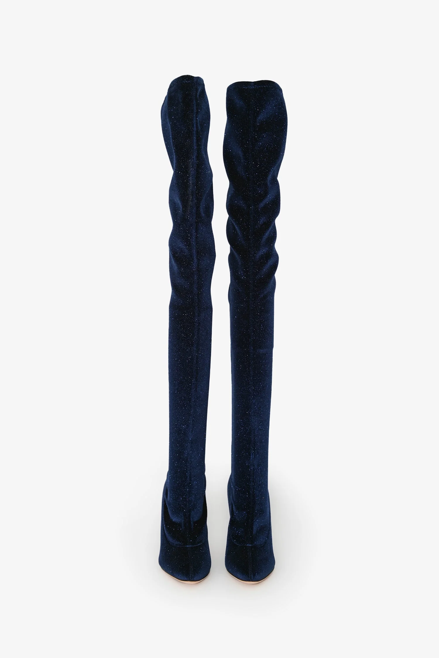 Giuseppe Zanotti Blue Velvet Sparkled Over Knee Boot Size 36 - Image 3