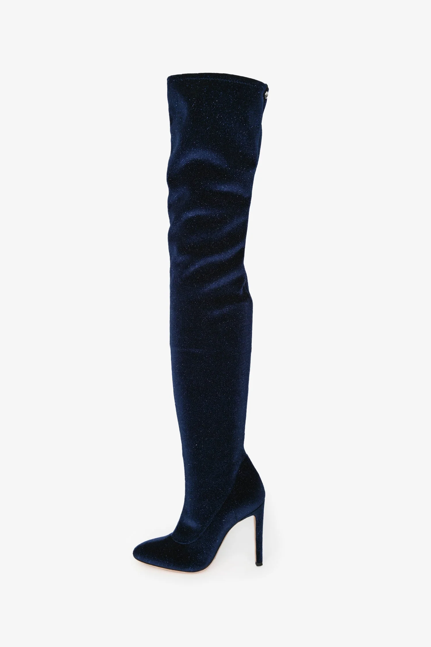 Giuseppe Zanotti Blue Velvet Sparkled Over Knee Boot Size 36 - Image 4