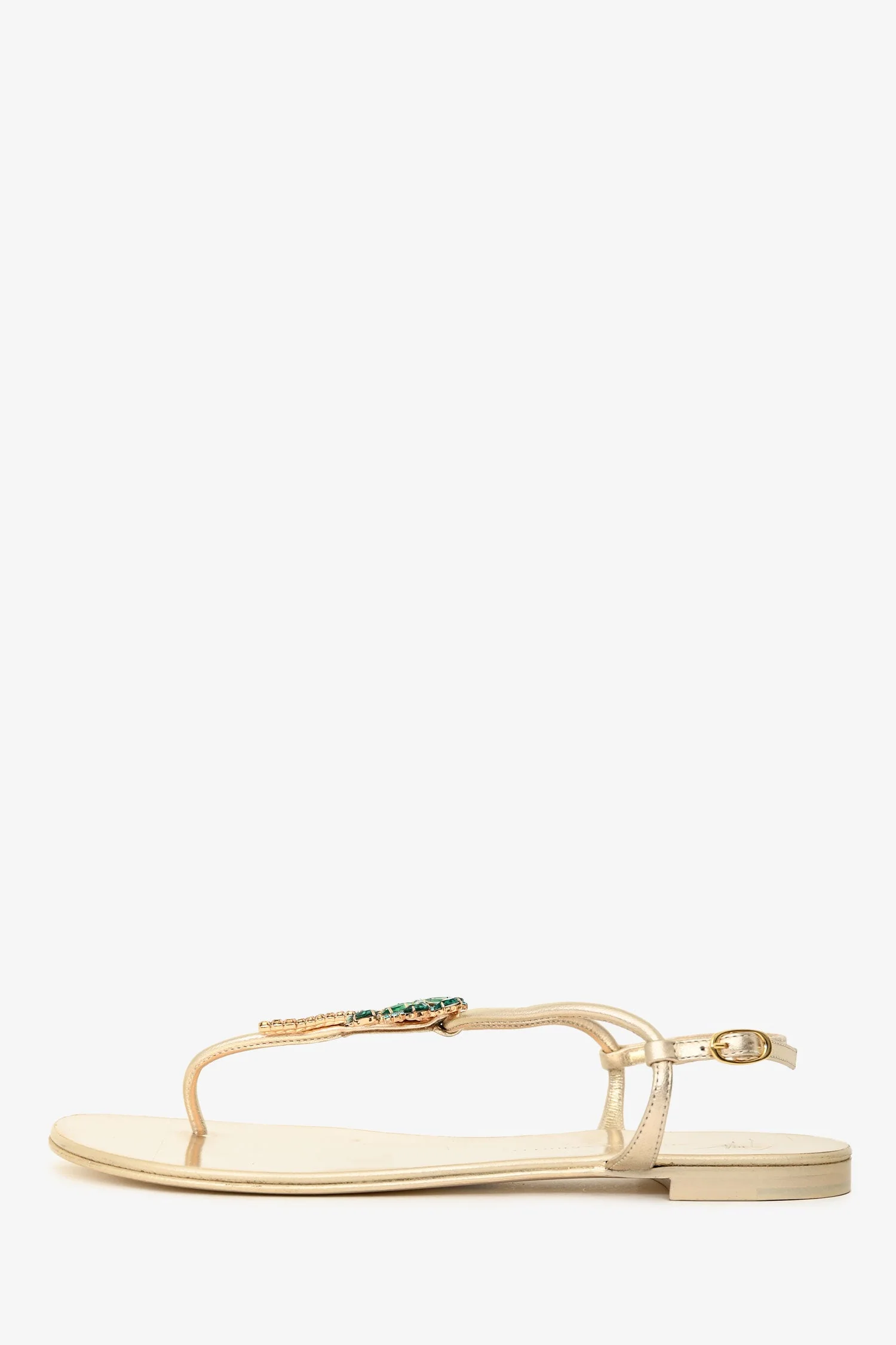 Giuseppe Zanotti Gold Crystal Embellished Palm Tree Sandals Size 38.5 - Image 5