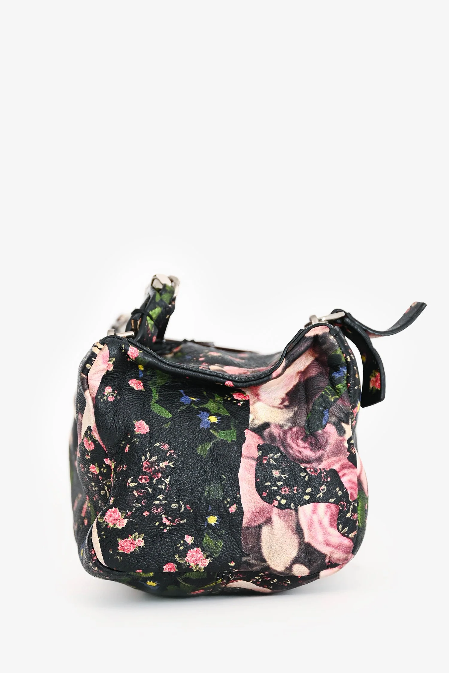 Givenchy Black Floral Leather Pandora Wristlet Pouch - Image 4