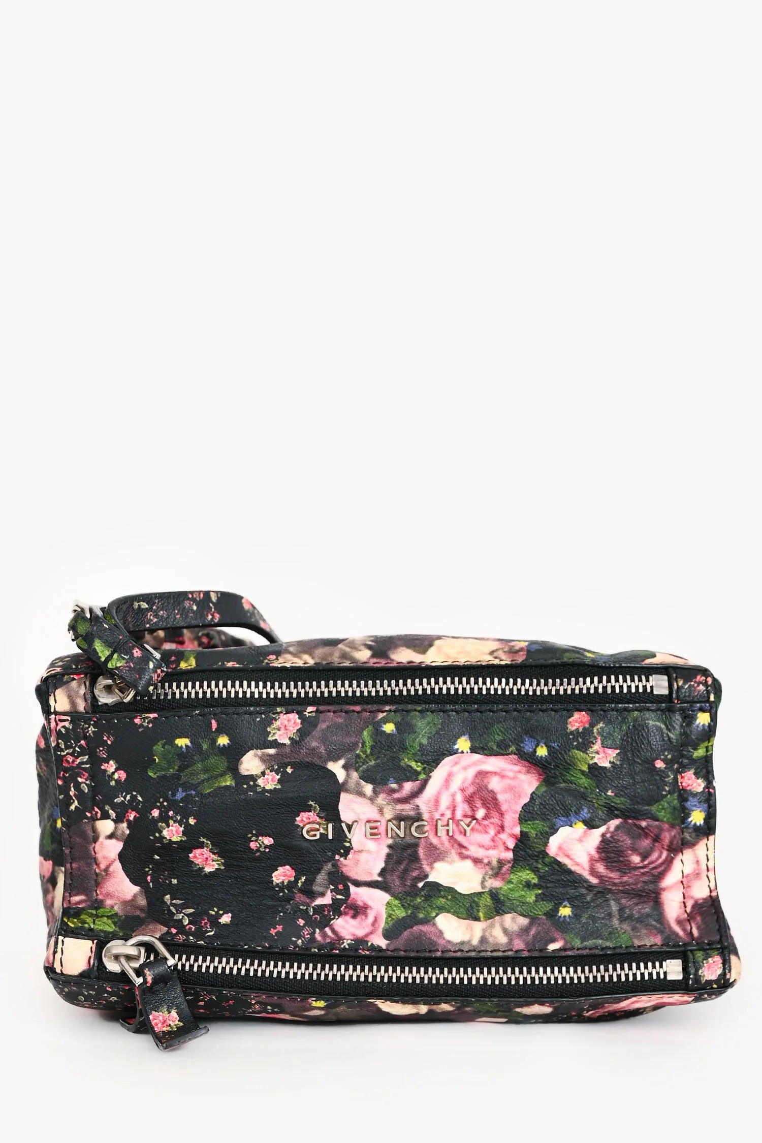 Givenchy Black Floral Leather Pandora Wristlet Pouch - Image 5
