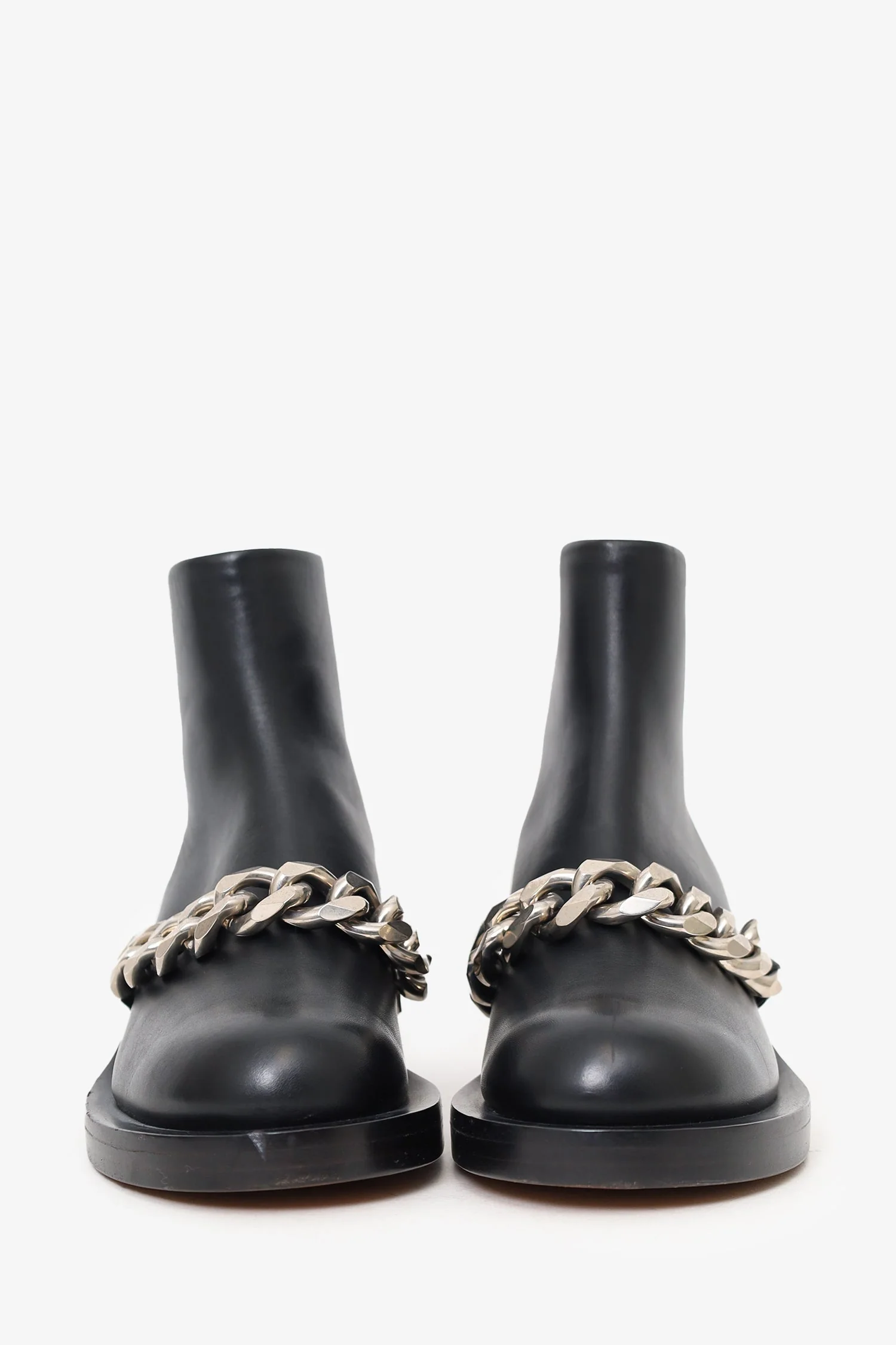 Givenchy Black Leather Laura Chain-trimmed Ankle Boots Size 36 - Image 3