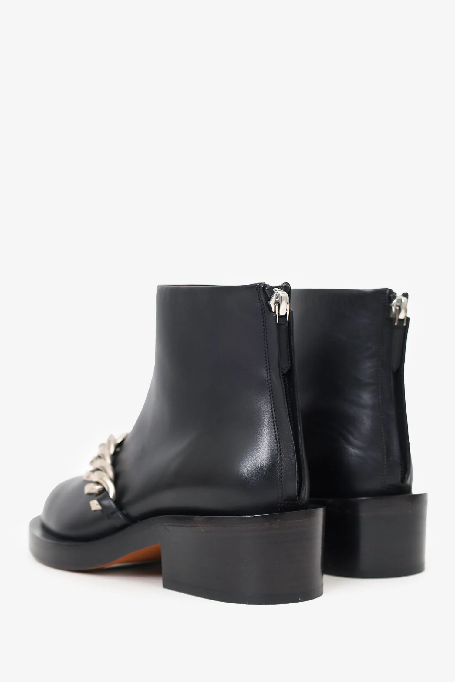 Givenchy Black Leather Laura Chain-trimmed Ankle Boots Size 36 - Image 4