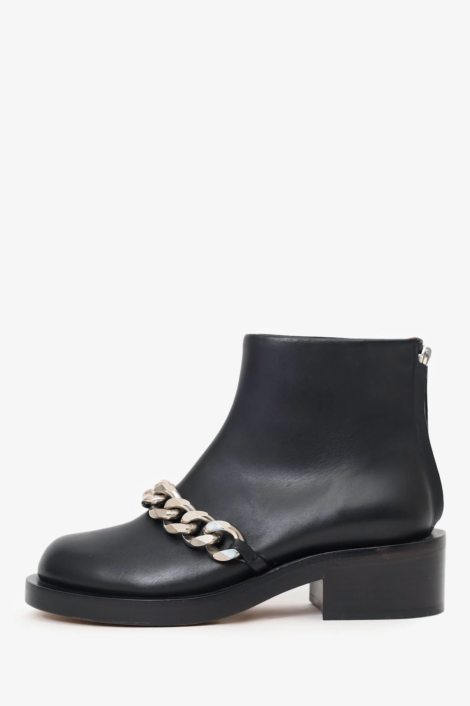 Givenchy Black Leather Laura Chain-trimmed Ankle Boots Size 36 - Image 5
