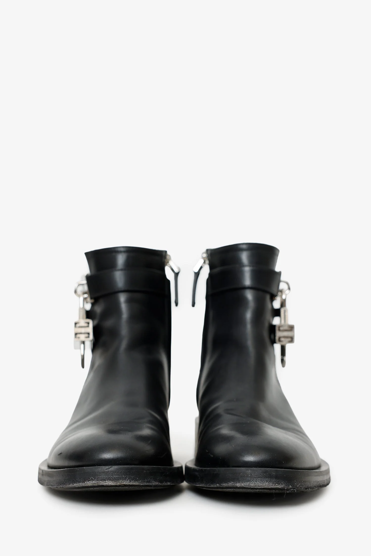Givenchy Black Leather Lock Ankle Boots Size 38 - Image 3