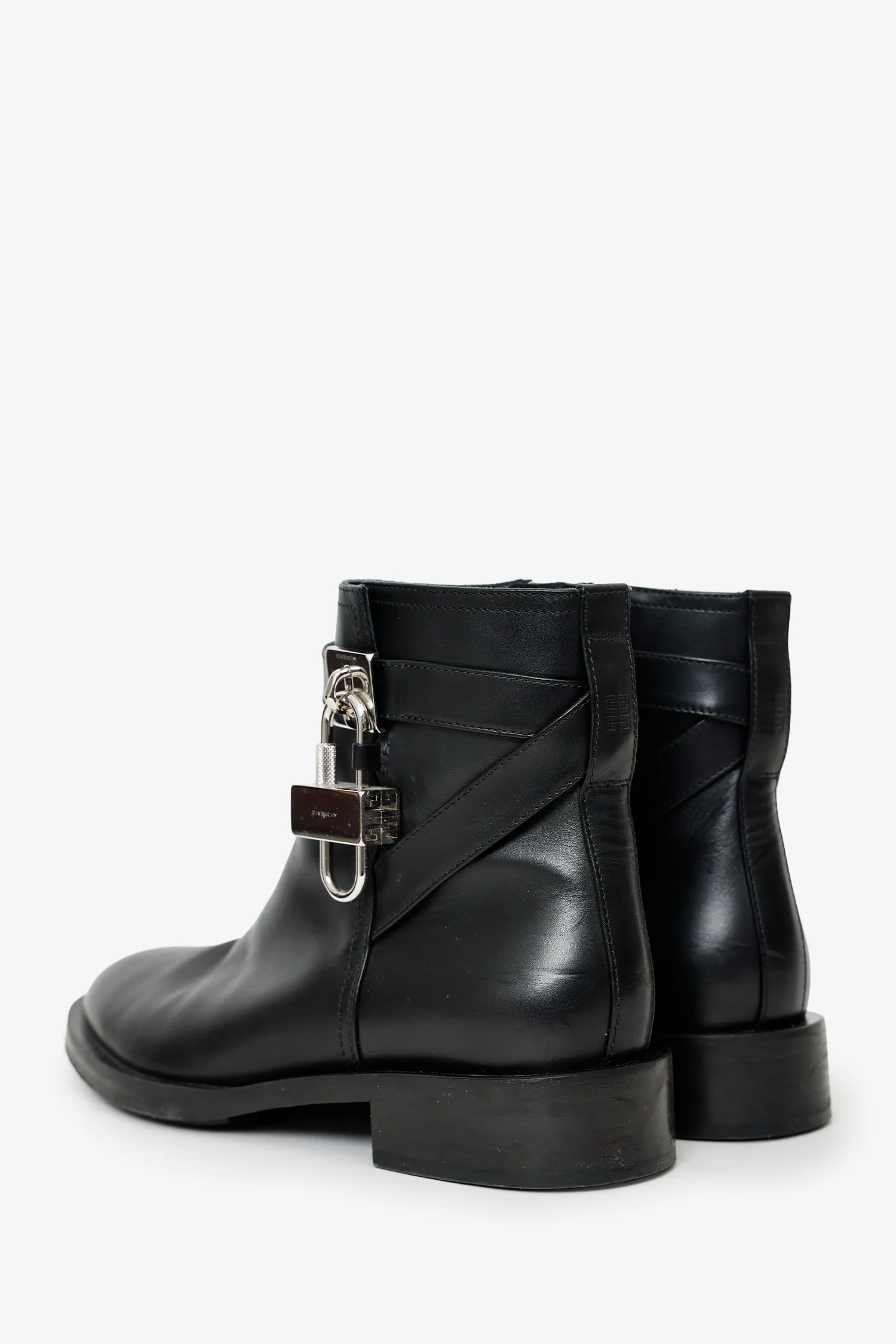 Givenchy Black Leather Lock Ankle Boots Size 38 - Image 4